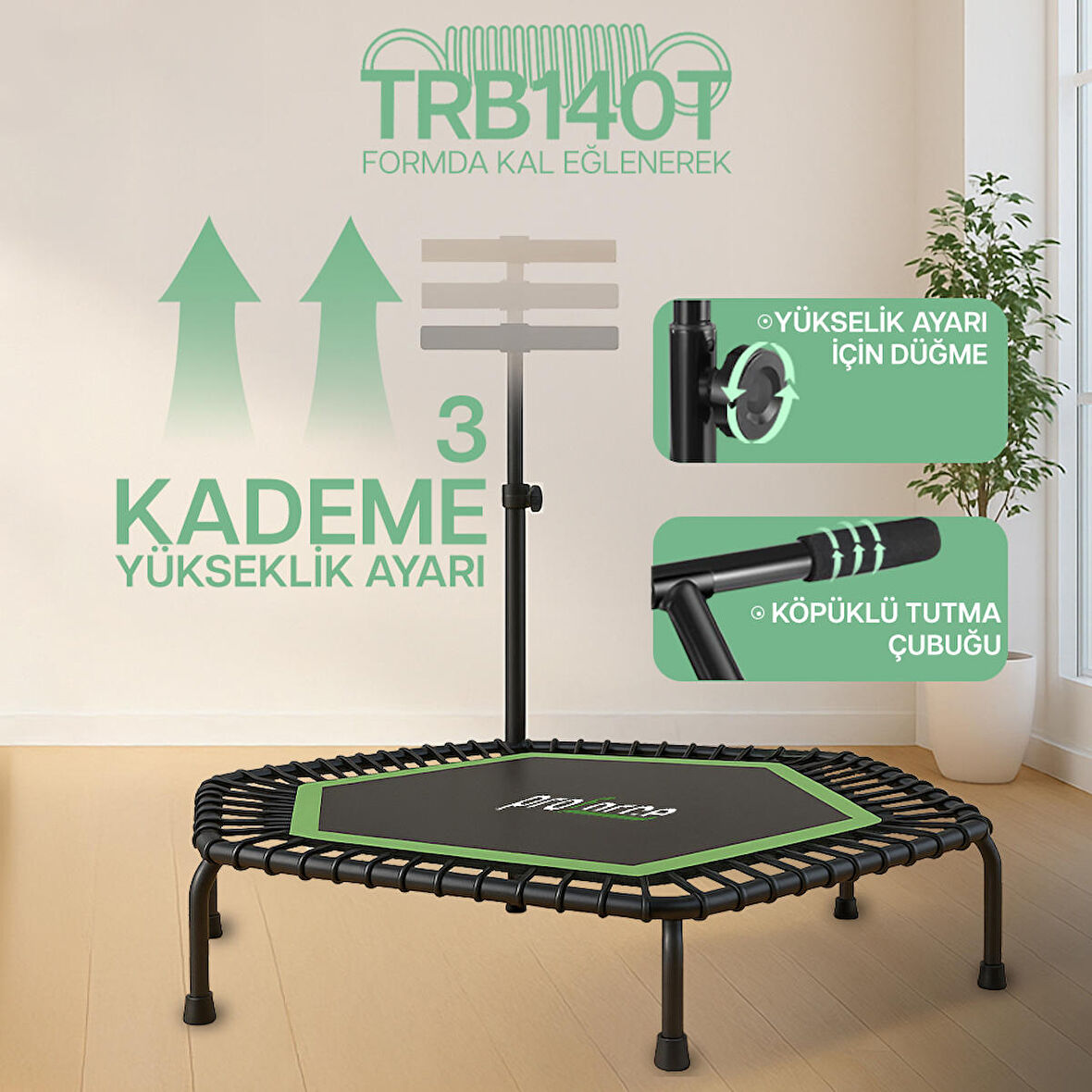 PROFORCE TRAMBOLİN 140 CM TUTACAKLI TRB140T