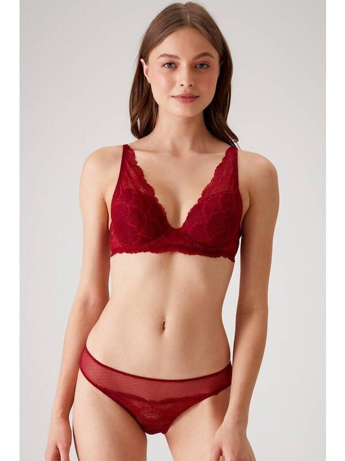 Pierre Cardin Dolgulu Bralet Sütyen Takım Bordo
