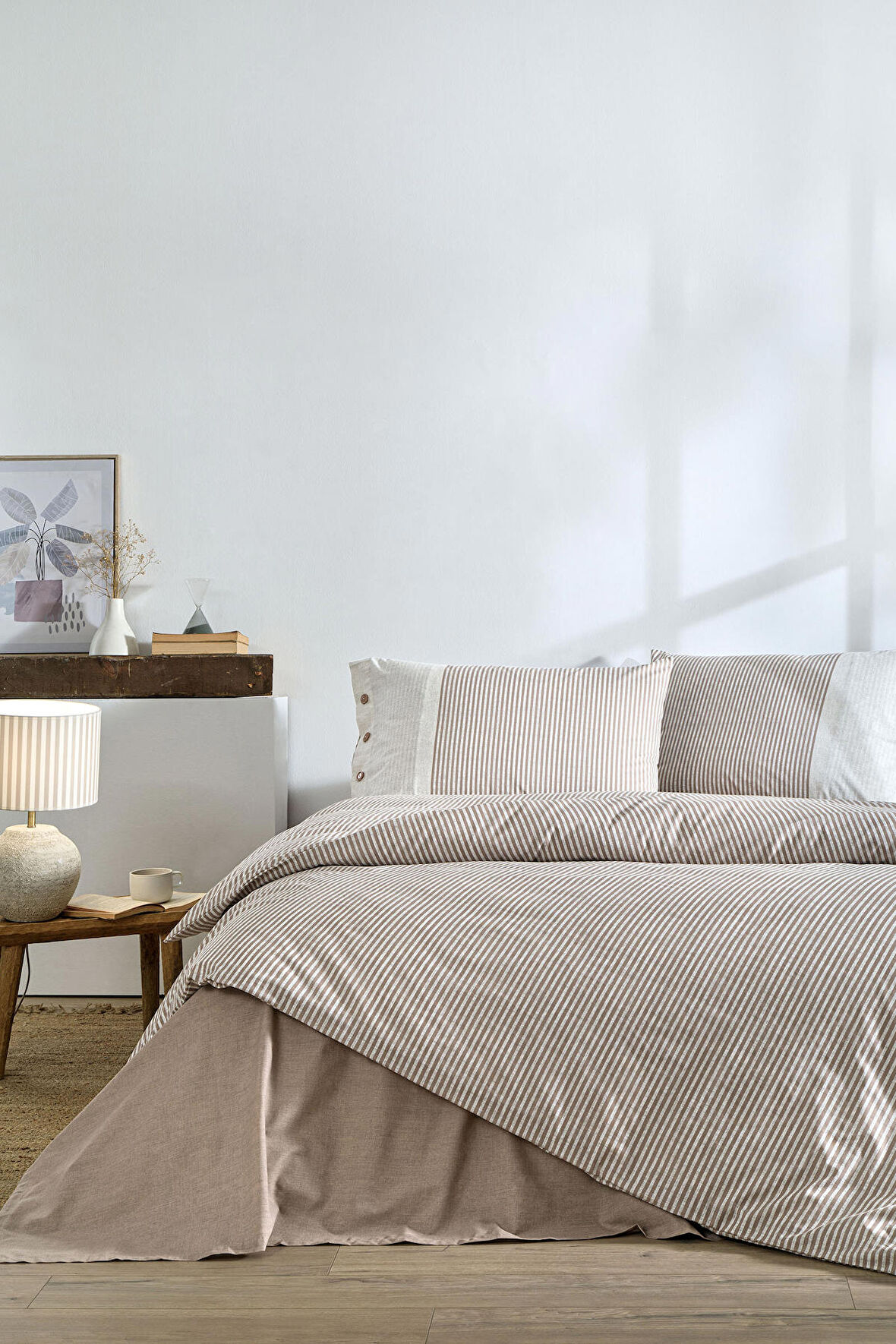 Özdilek NATURAL LINE TEK KİŞİLİK NEVRESİM TAKIMI Bej