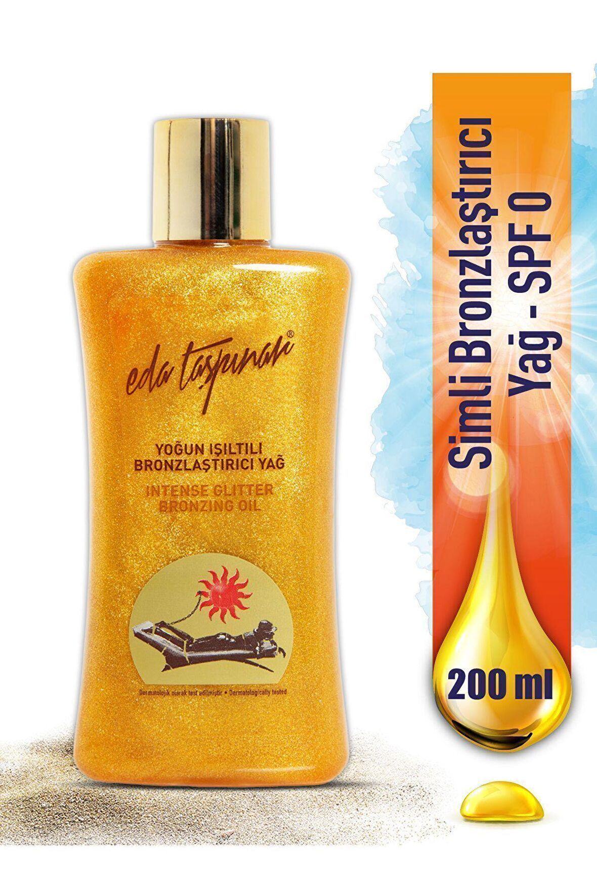 Eda Taşpınar Yoğun Bronzlaştırıcı Işıltılı Simli Yağ - 200 ML