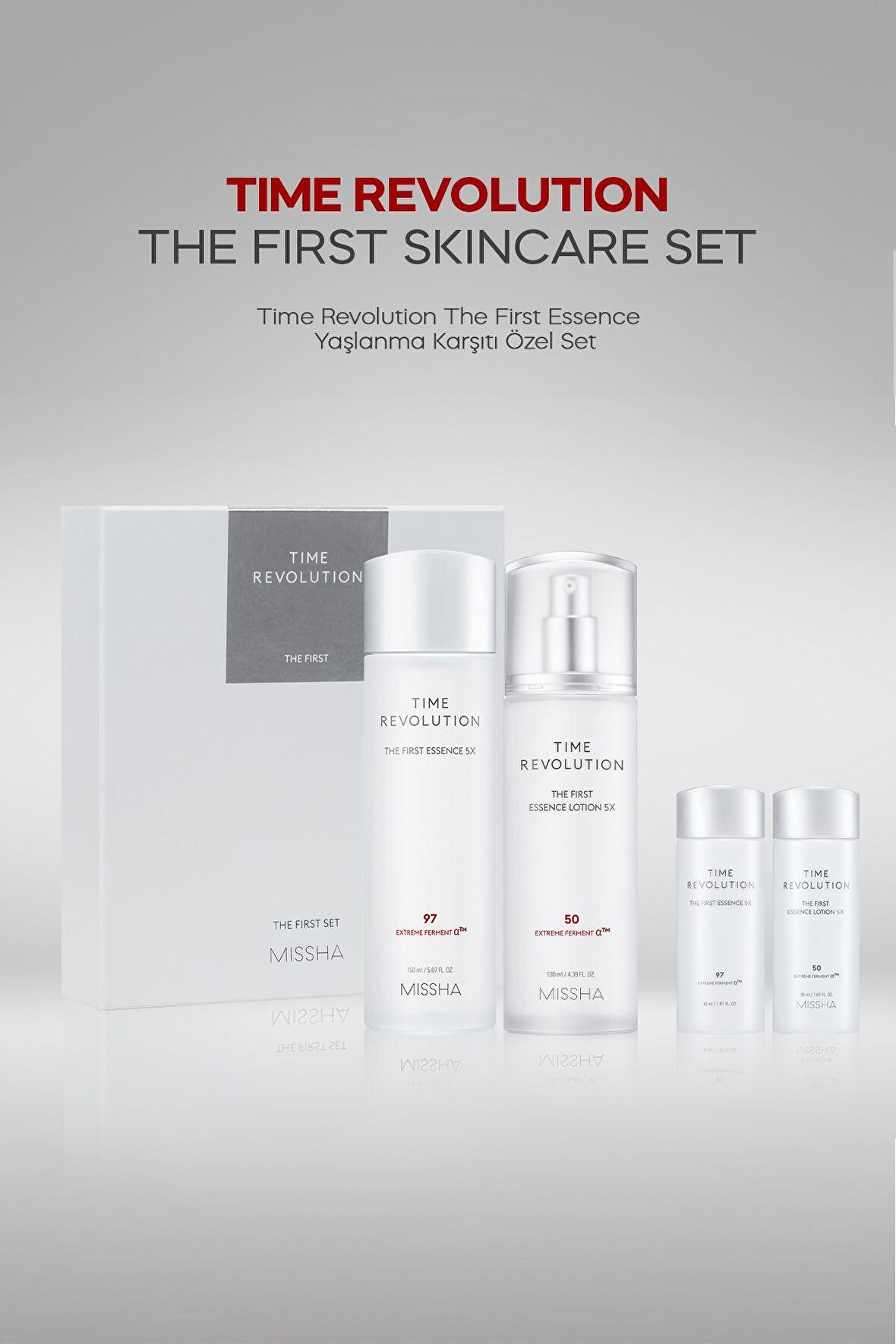 Yaşlanma Karşıtı Fermente İçeriklere Sahip Bakım Seti Time Revolution The First Skin Care Set
