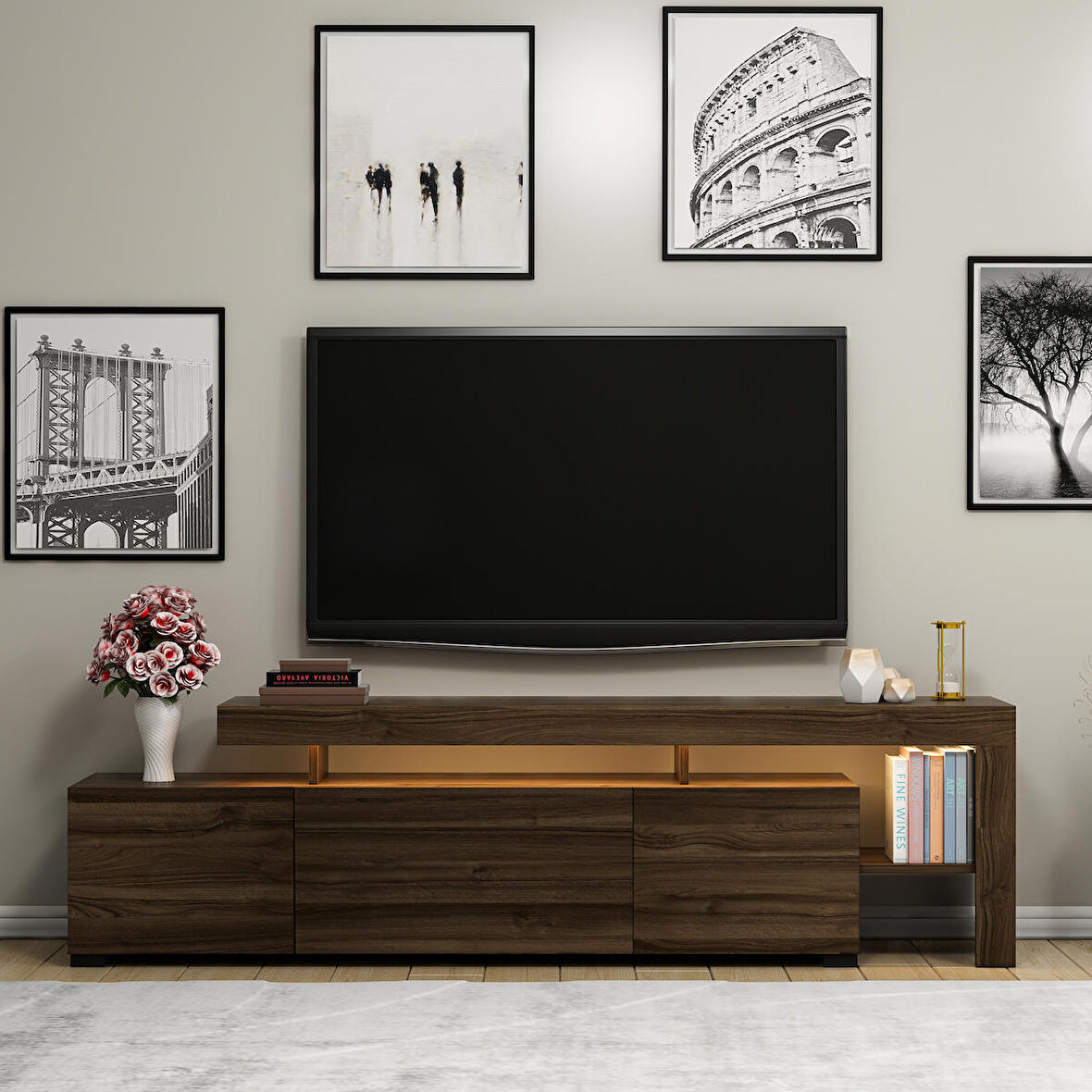 Beliz Işıklı Tv Ünitesi Ceviz