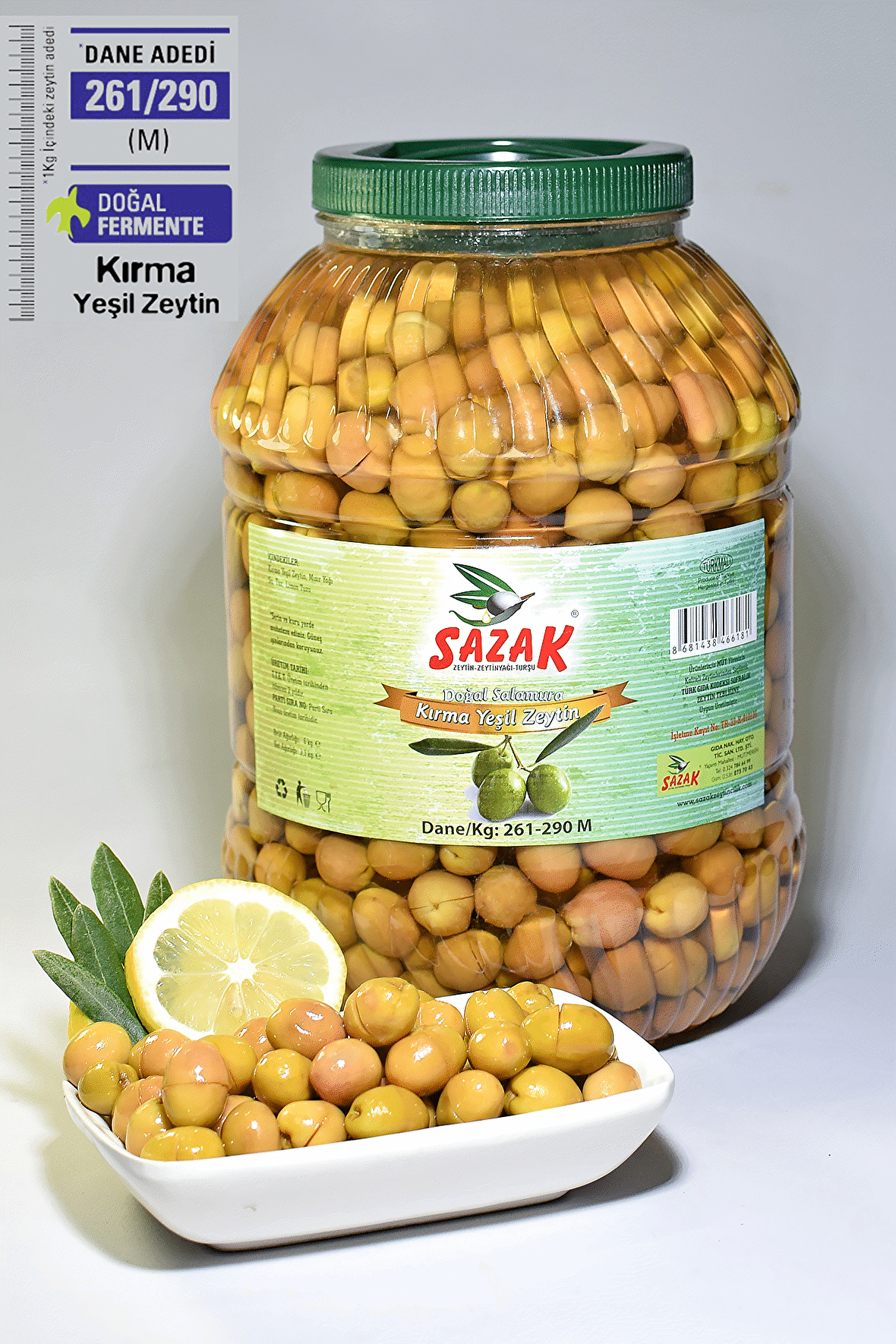 Yeşil Kırma Zeytin Mut Zeytini(  İri Taneli  )5 lt Pet