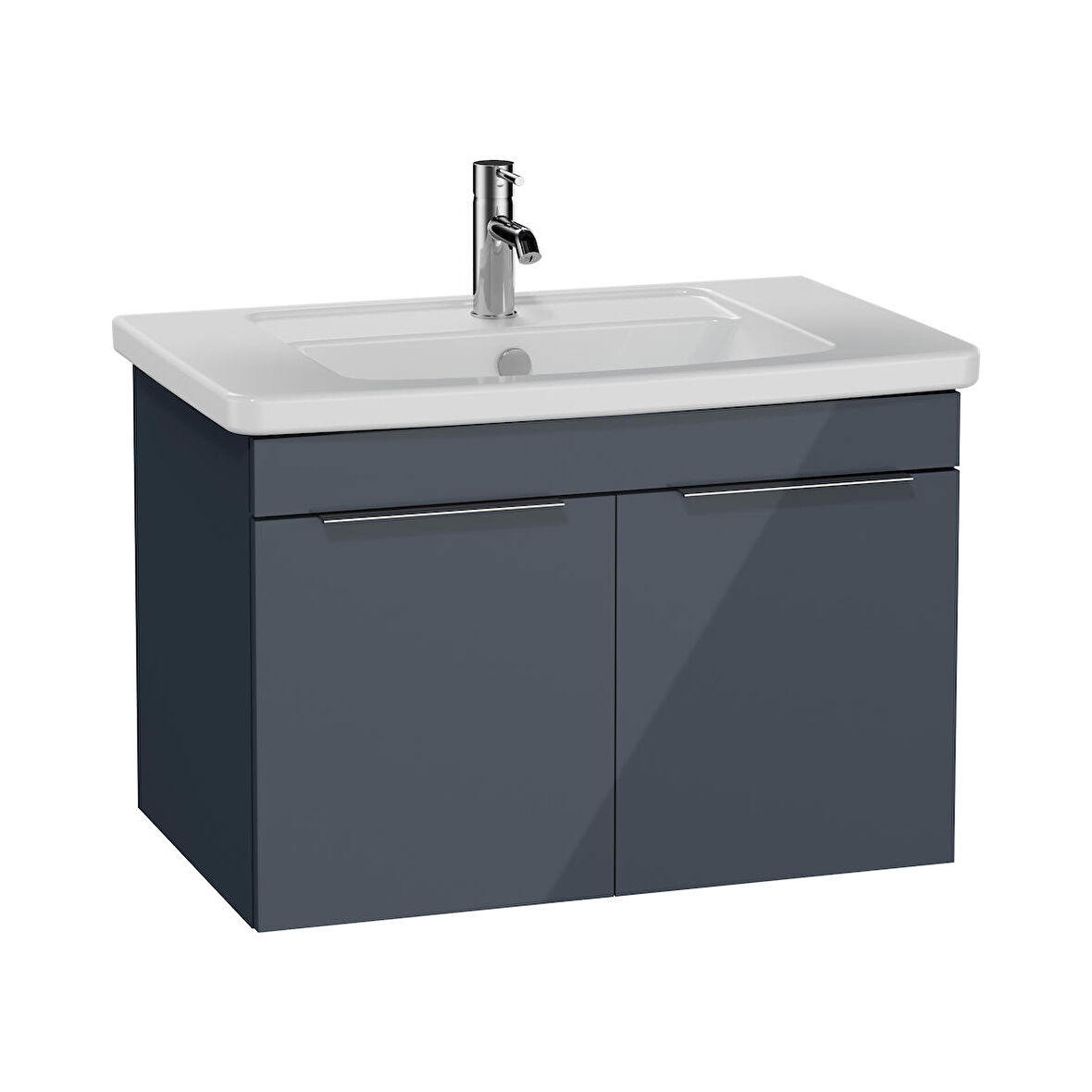 VitrA Quadrum 66165 Lavabo Dolabı, Kapaklı, 80 cm, Antrasit