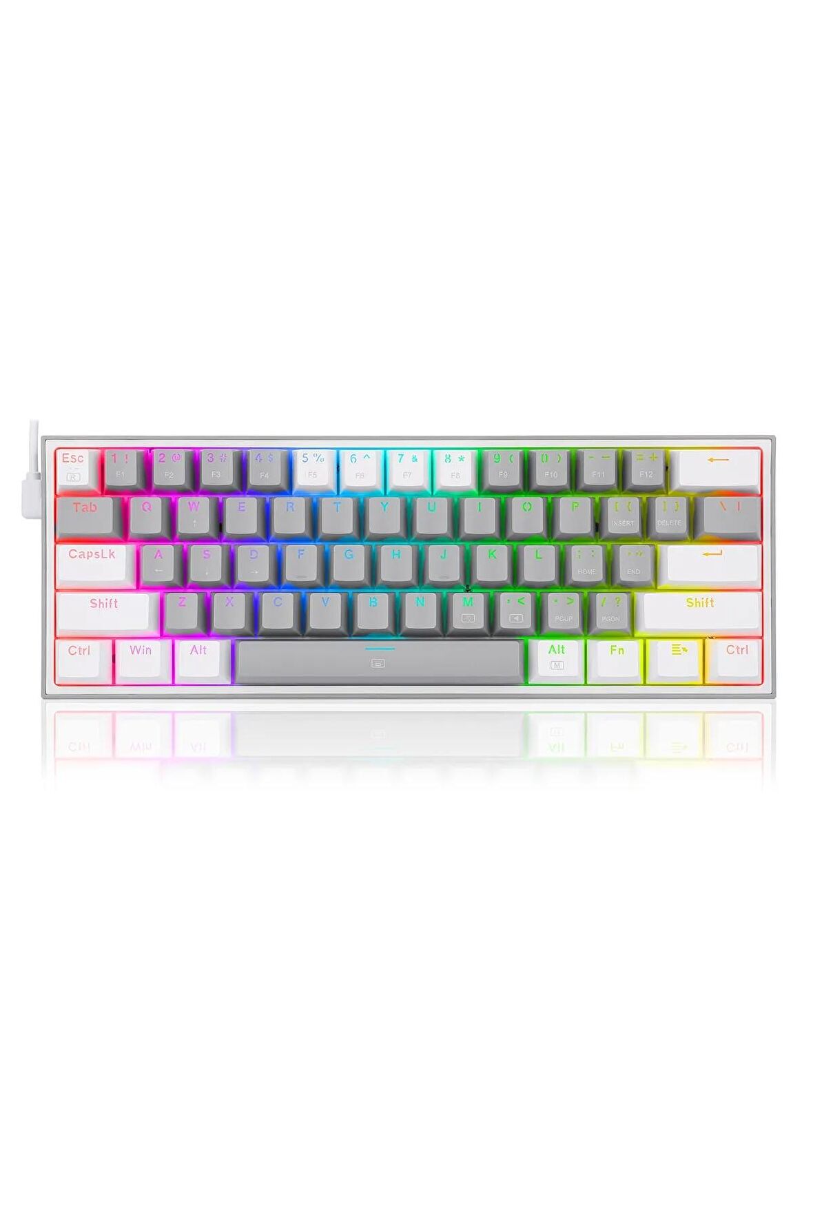 Redragon K617-RGB GW Fizz %60 Q Türkçe Kablolu Mekanik Klavye Gri Beyaz