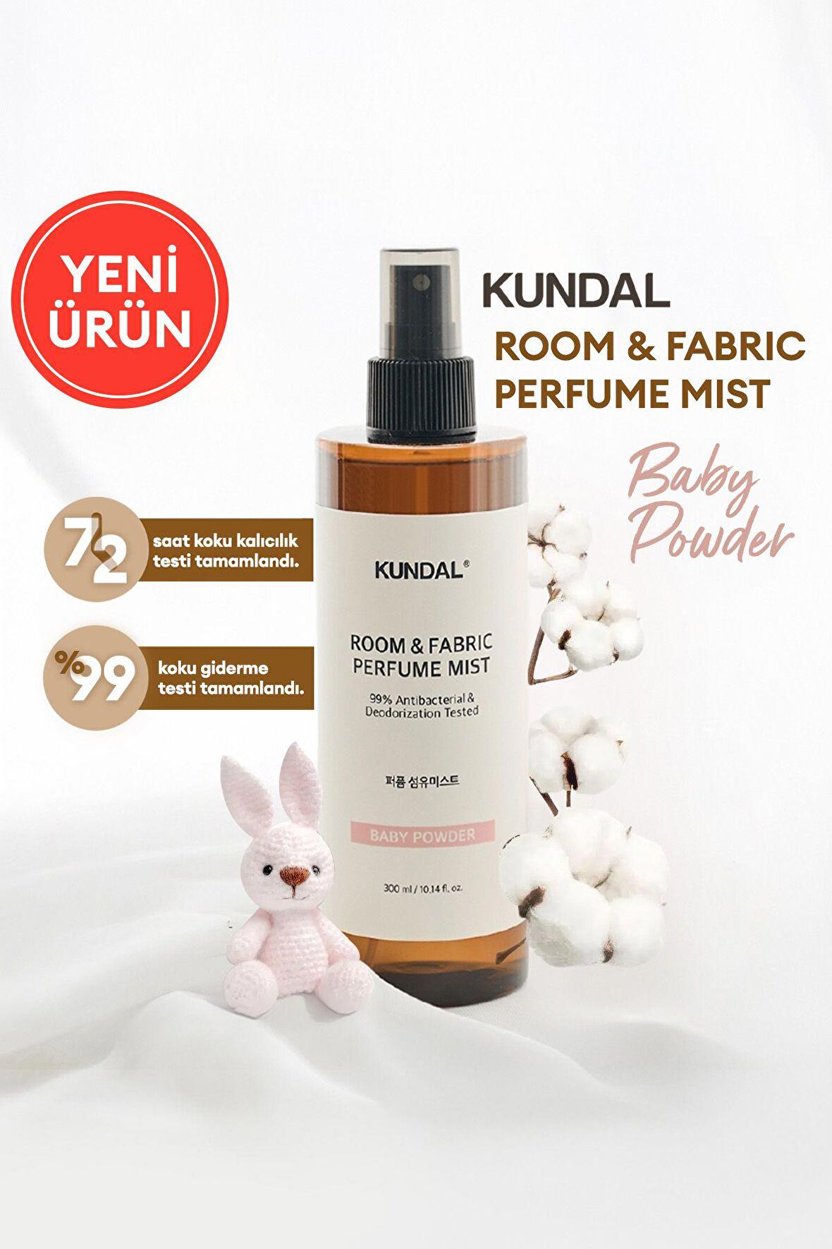 Oda ve Kumaş Kokusu KUNDAL Room & Fabric Perfume Mist (Baby Powder) 300 ml