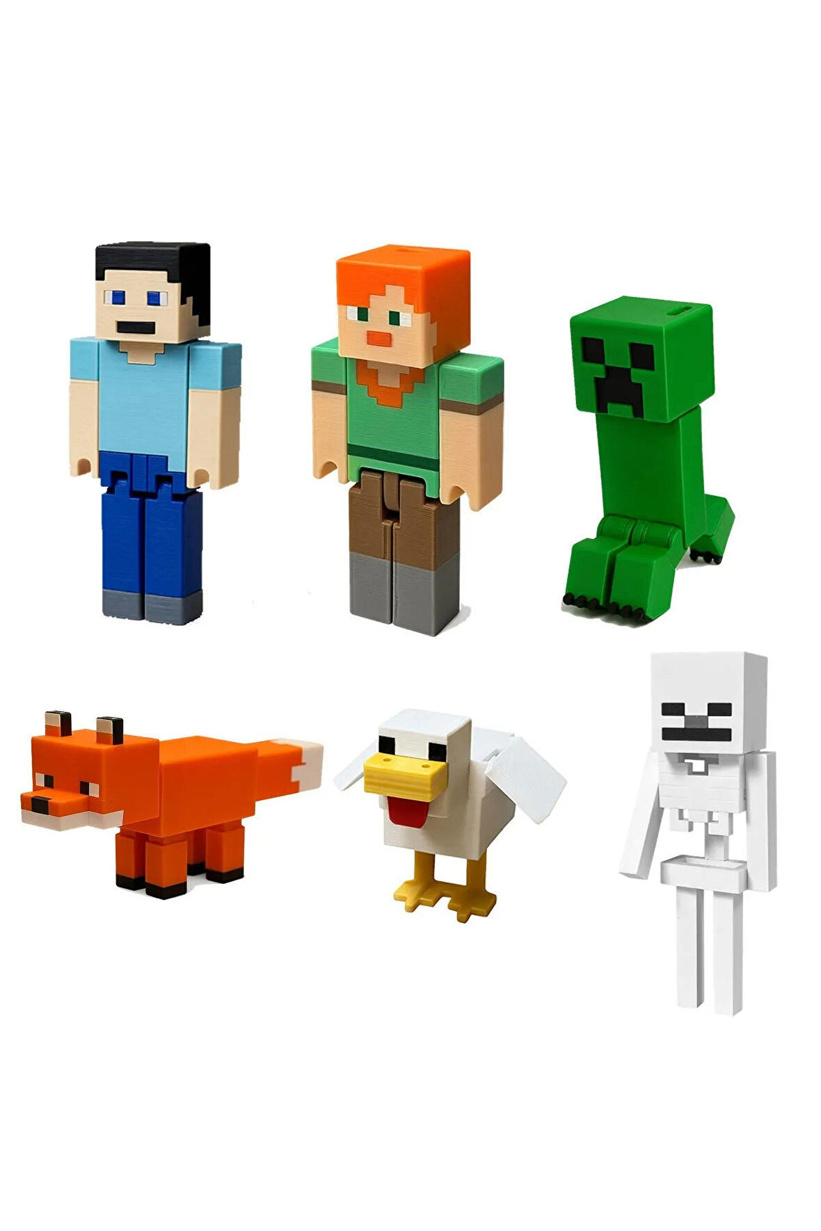 Minecraft Macera Başlangıç Seti Steve Alex Creeper Tavuk Tilki Skeleton