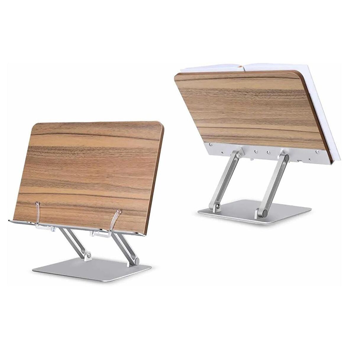 NPO STD002 Okuma Açısı Ayarlı,Kıskkaçlı Alüminyum&Ahşap Kitap/Tablet/Notebook Standı Modern Rahle