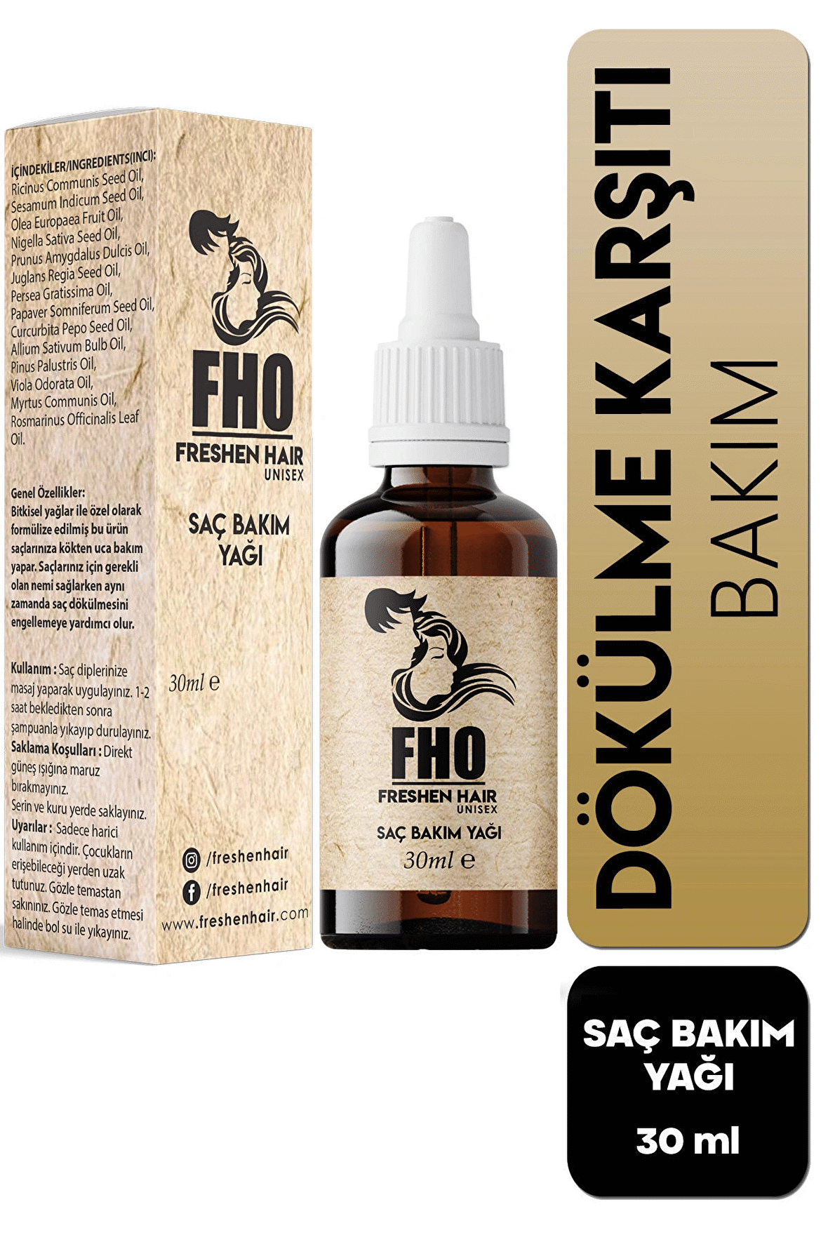 FHO Freshen Hair Dökülen Yavaş Uzayan Saçlara Özel Bitkisel Saç Bakım Serumu 1 Adet 30 Ml