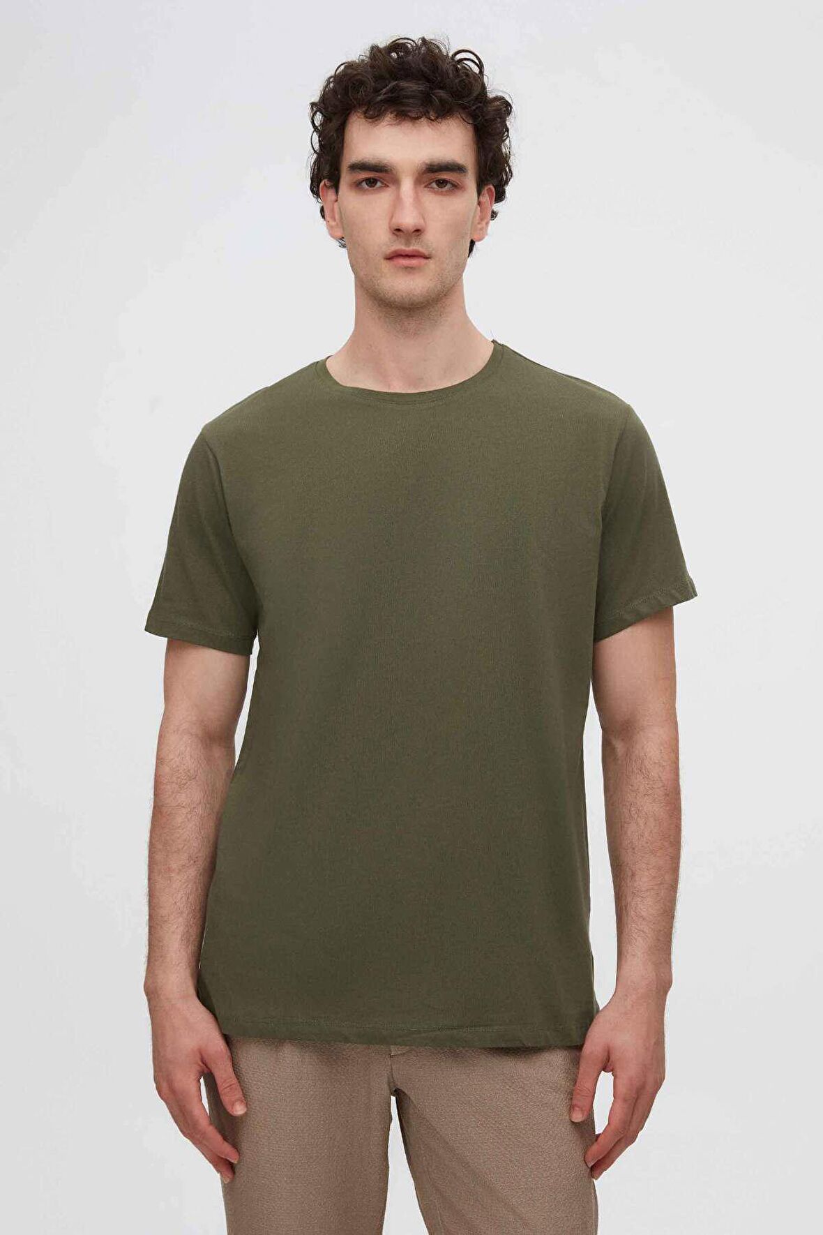 Ds Damat Slim Fit Haki %100 Pamuk T-Shirt 4HC141996753M 4HC141996753M