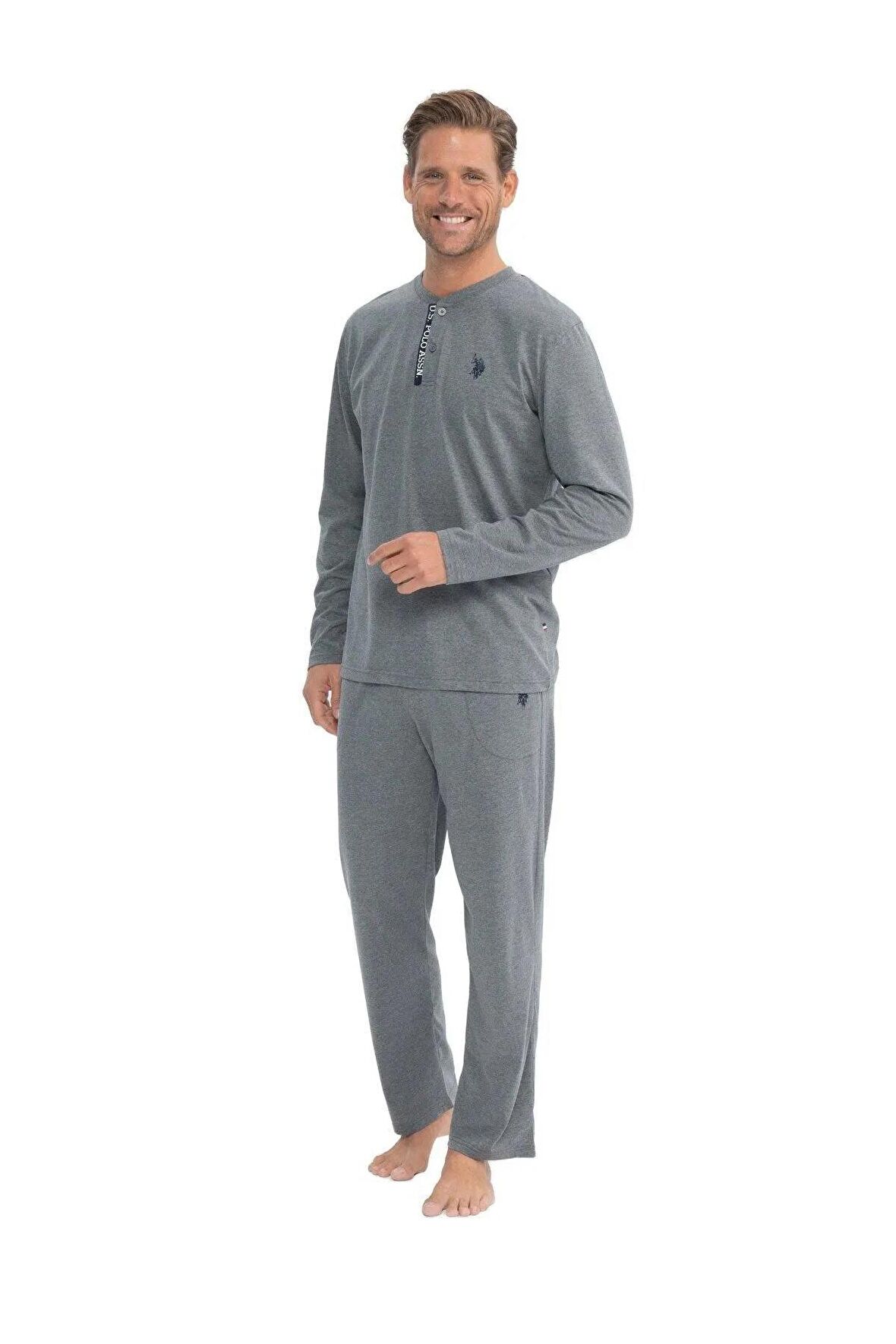 U.S. Polo Assn. Erkek Uzun Kollu Yaka Detaylı Pijama Takımı