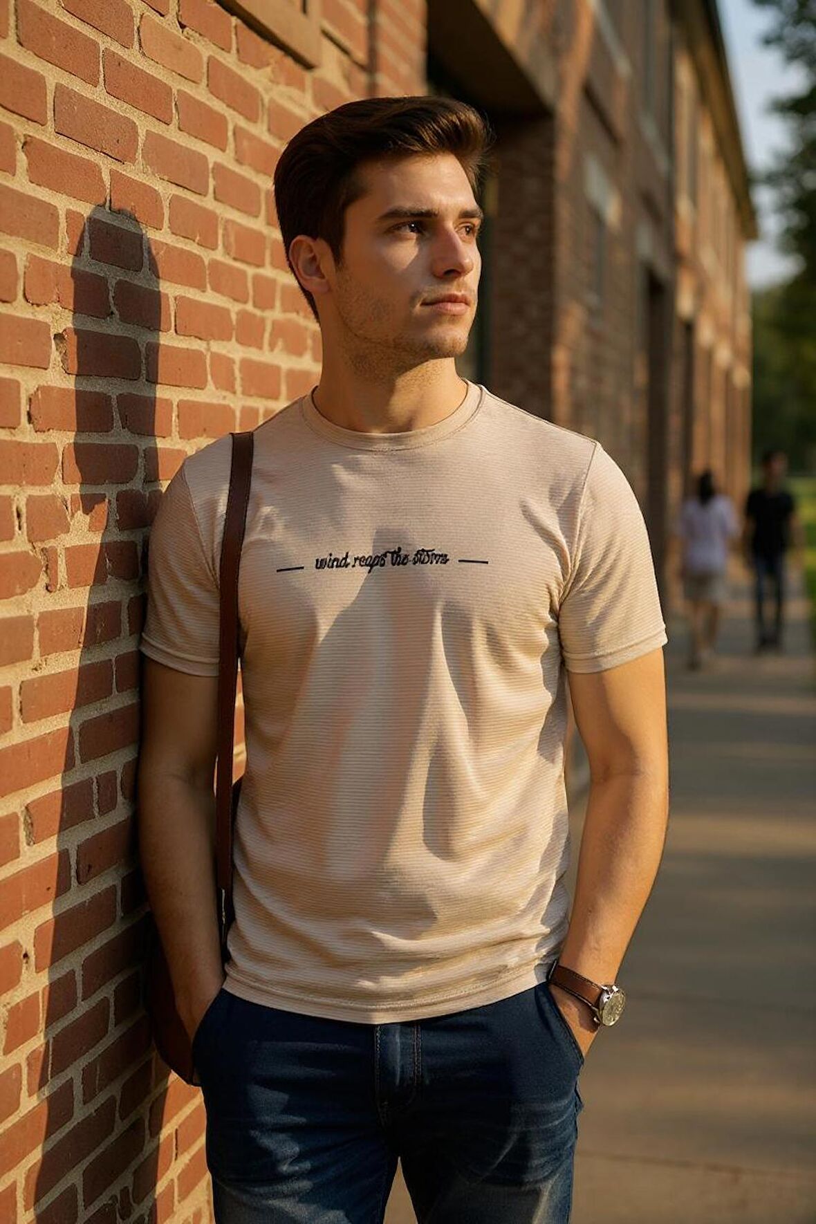 Erkek Slim Fit Enjeksiyon Baskılı Pamuklu T-Shirt