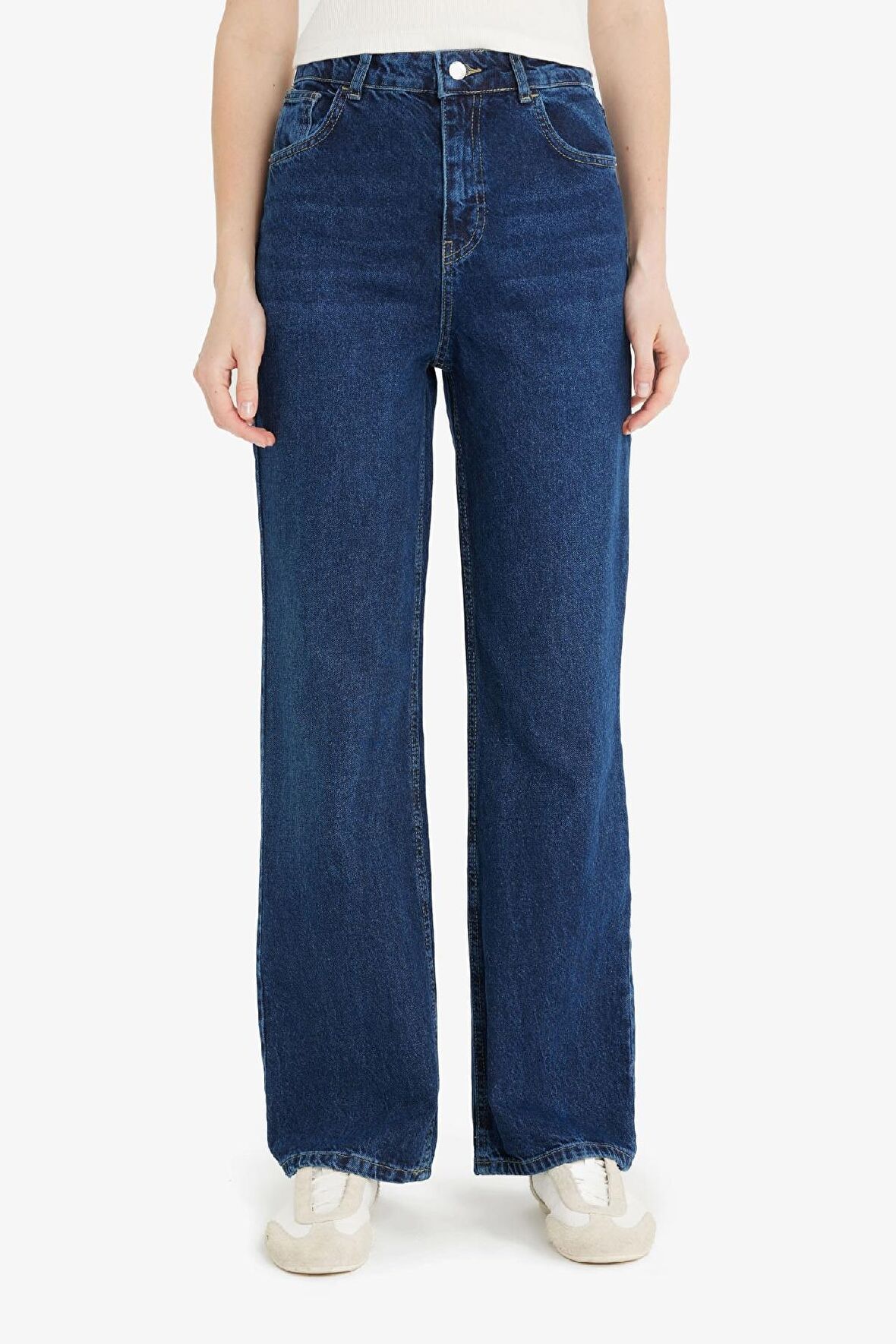 DeFacto 90's Wide Leg Yüksek Bel Uzun Jean Yıkamalı Pantolon E4269AX25SPNM34