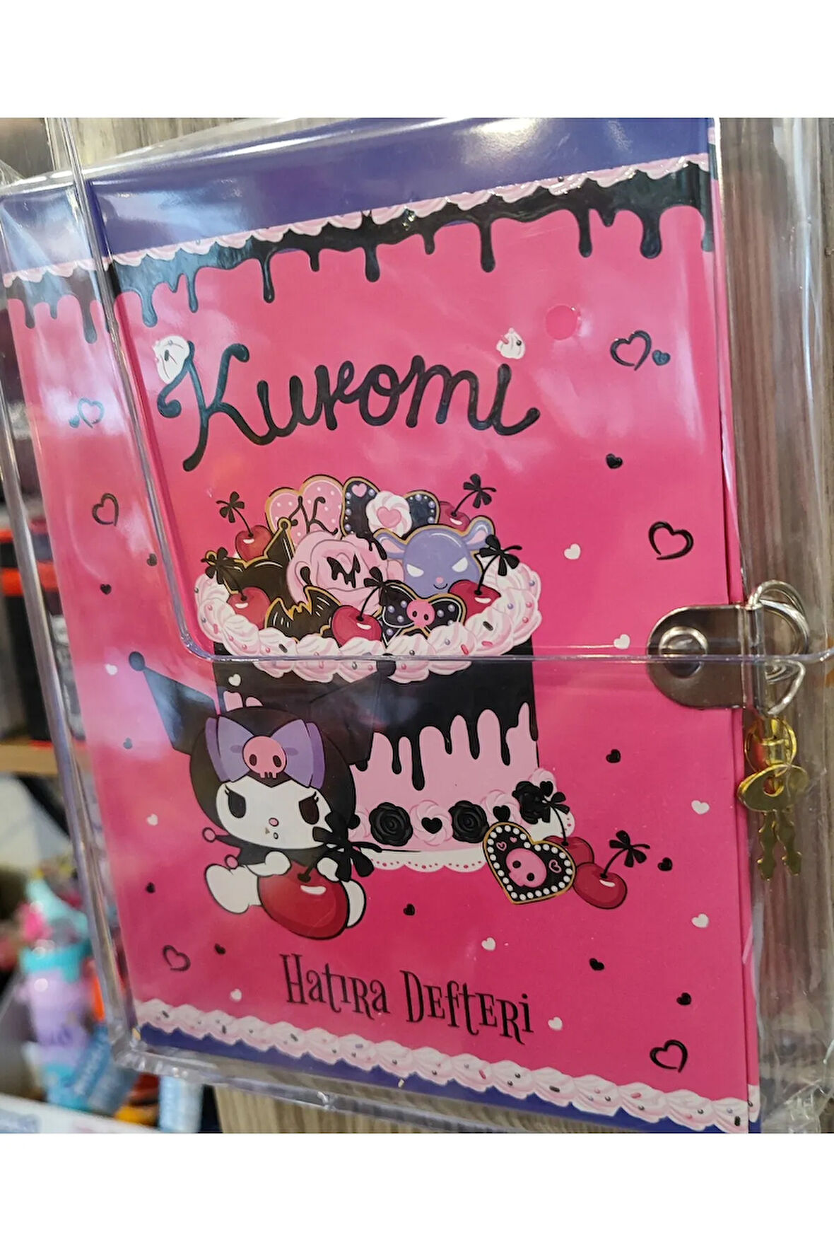 Kuromi sert kapak kilitli günlük çok amaçlı defter ( 22cm * 15 cm )