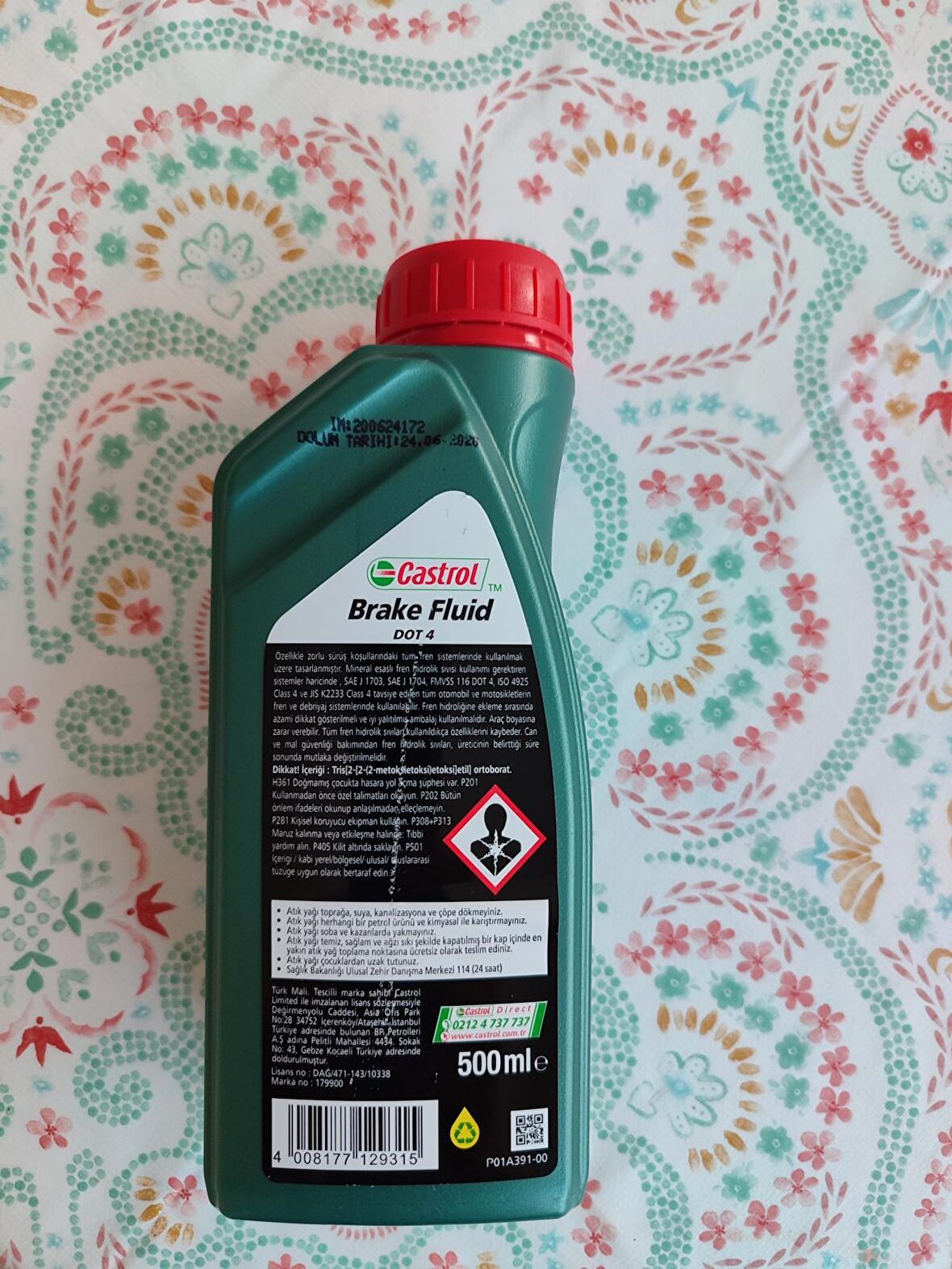 Castrol Fren hidroliği Dot 4 500ml (Üretim:2020)