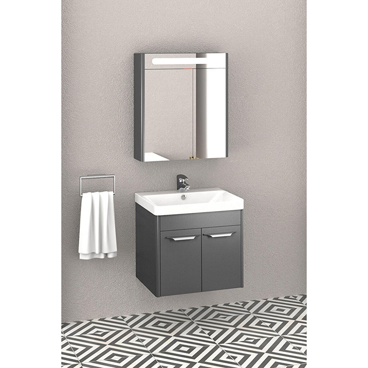 MAUNA 60 CM BANYO DOLABI ANTRASİT - BOY DOLAP HARİÇ 