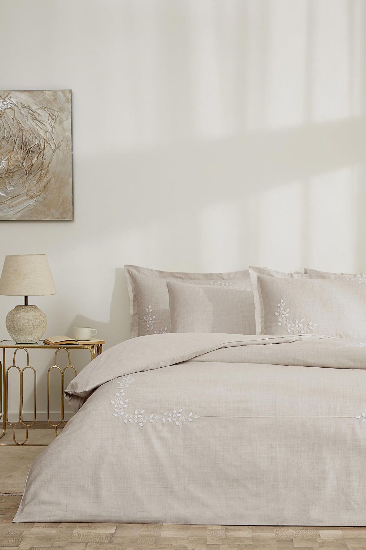 Özdilek Daniela Battal Boy Nakışlı Saten Nevresim Takımı