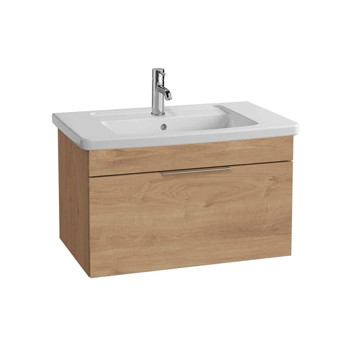 VitrA Quadrum 67120 Lavabo Dolabı Çekmeceli, 80 cm, Altın Meşe