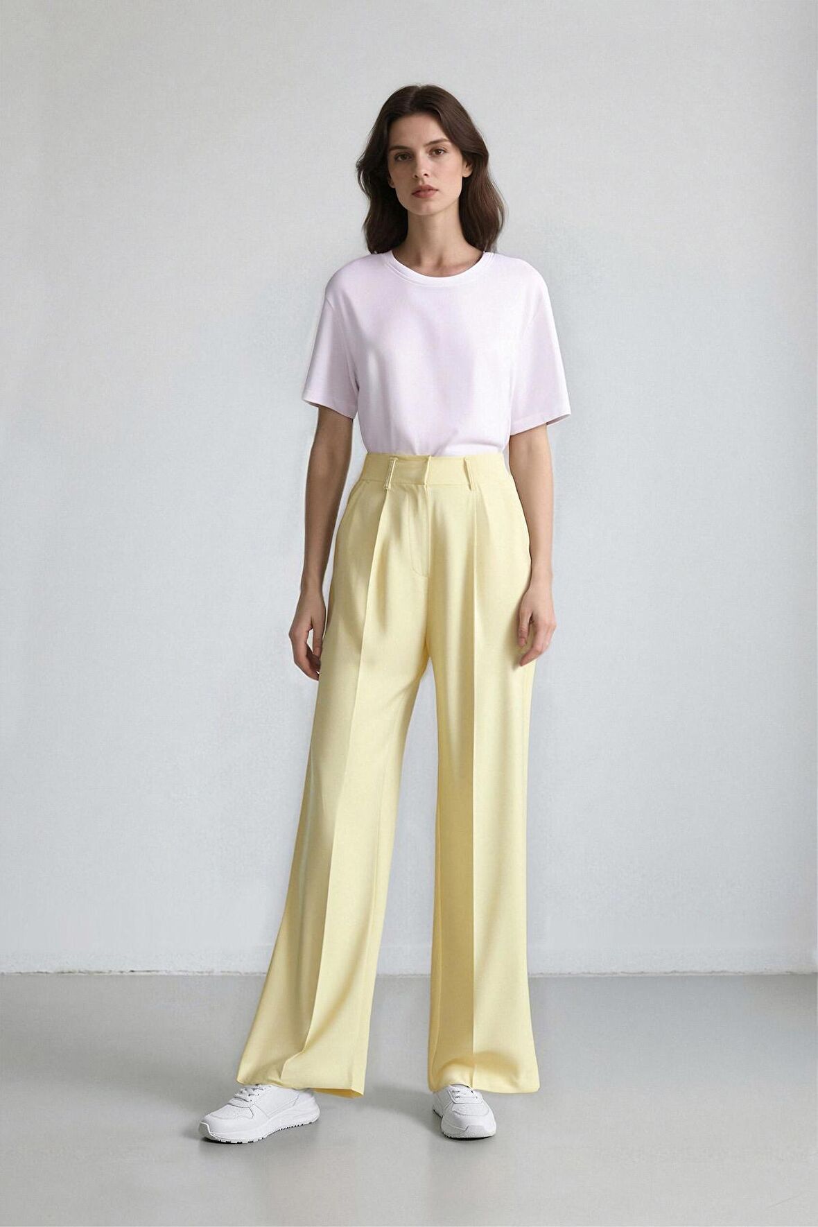 DeFacto x Afra Wide Leg Tensel Kumaş Palazzo Pantolon Cepli Yüksek Bel Geniş Paça A1138AX25SPYL504