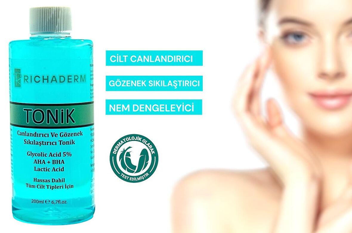Richaderm Gözenek Arındırıcı ve Canlandırıcı Tonik – Yağ Dengeleyici, Nemlendirici, 200 ml
