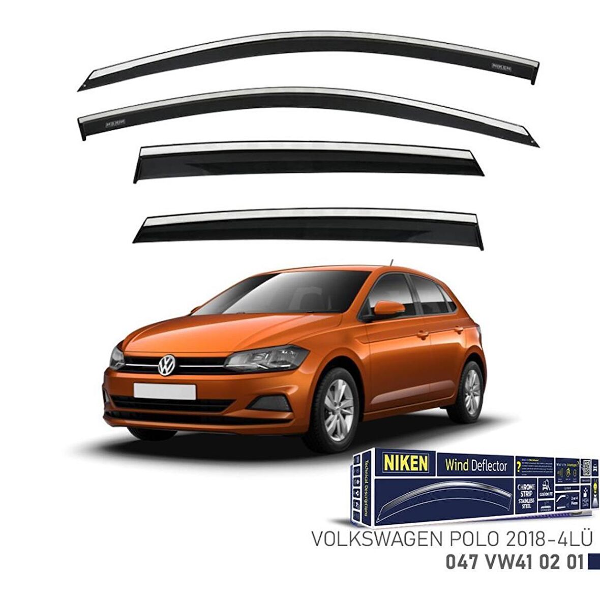 Volkswagen Polo Niken Kromlu Cam Rüzgarlığı 4lü Set 2018 ve Üstü
