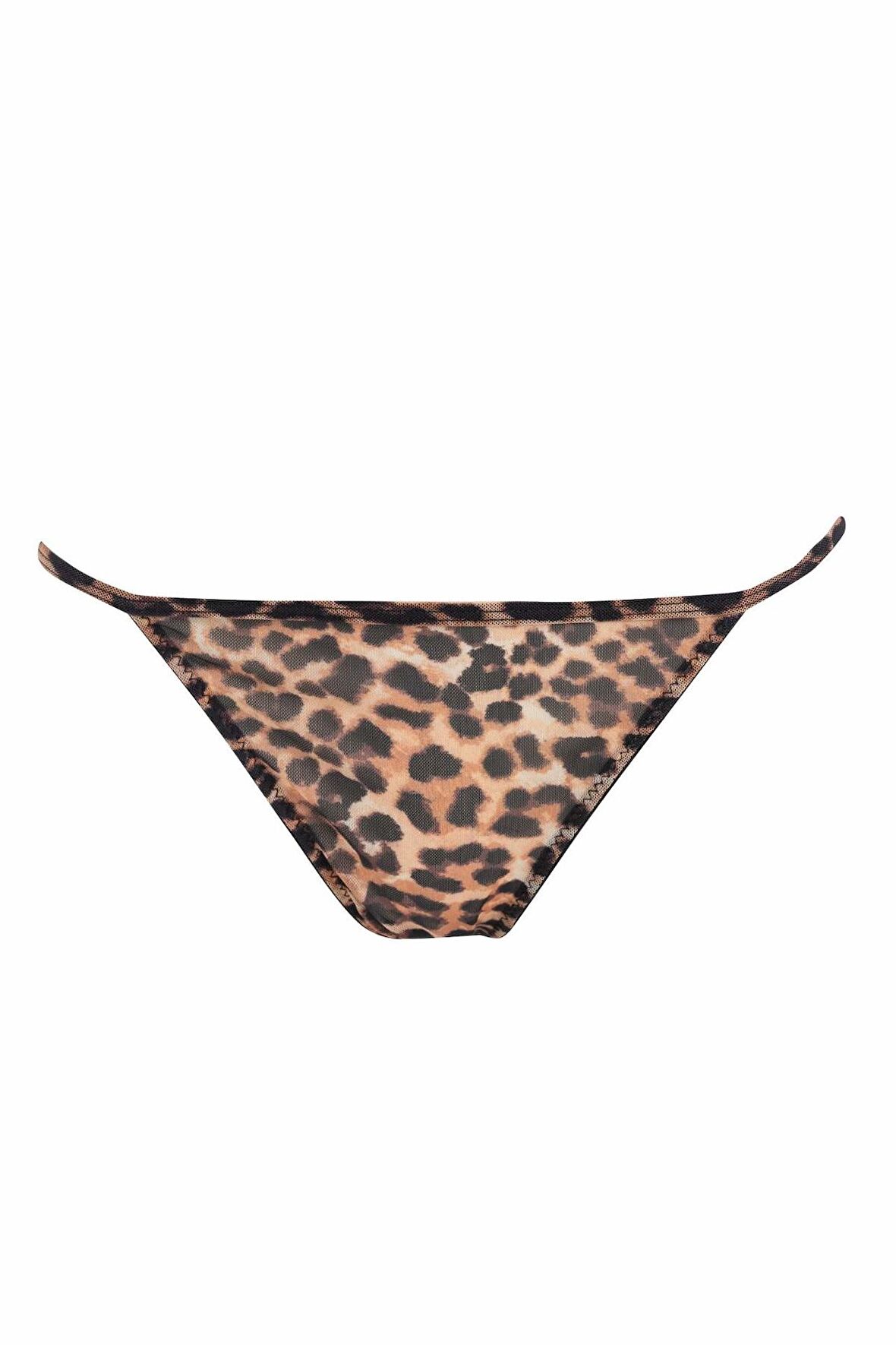 DeFacto Fall in Love Leopar Desenli Tül Slip Külot D5603AX24AUBK81