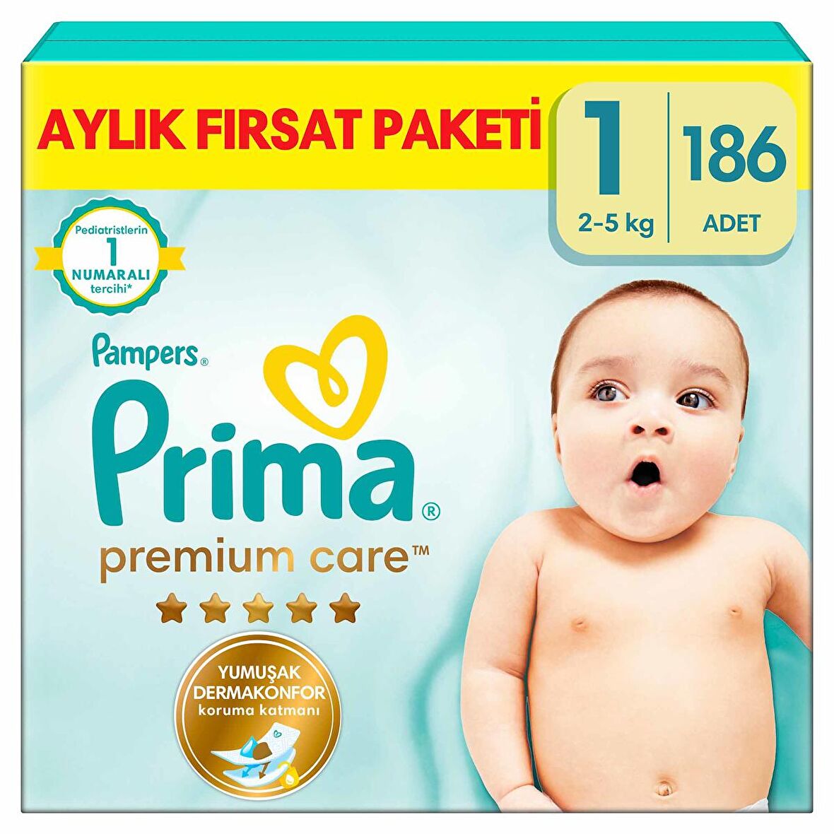Prima Premium Care 1 Numara Yenidoğan 186'lı Bel Bantlı Bez