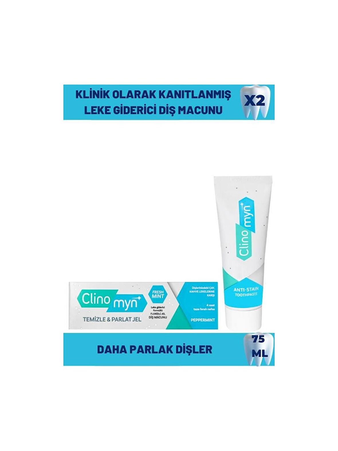 Clinomyn Fresh Temizleme Parlatma Jel Diş Macunu 75 ml X 2 Adet