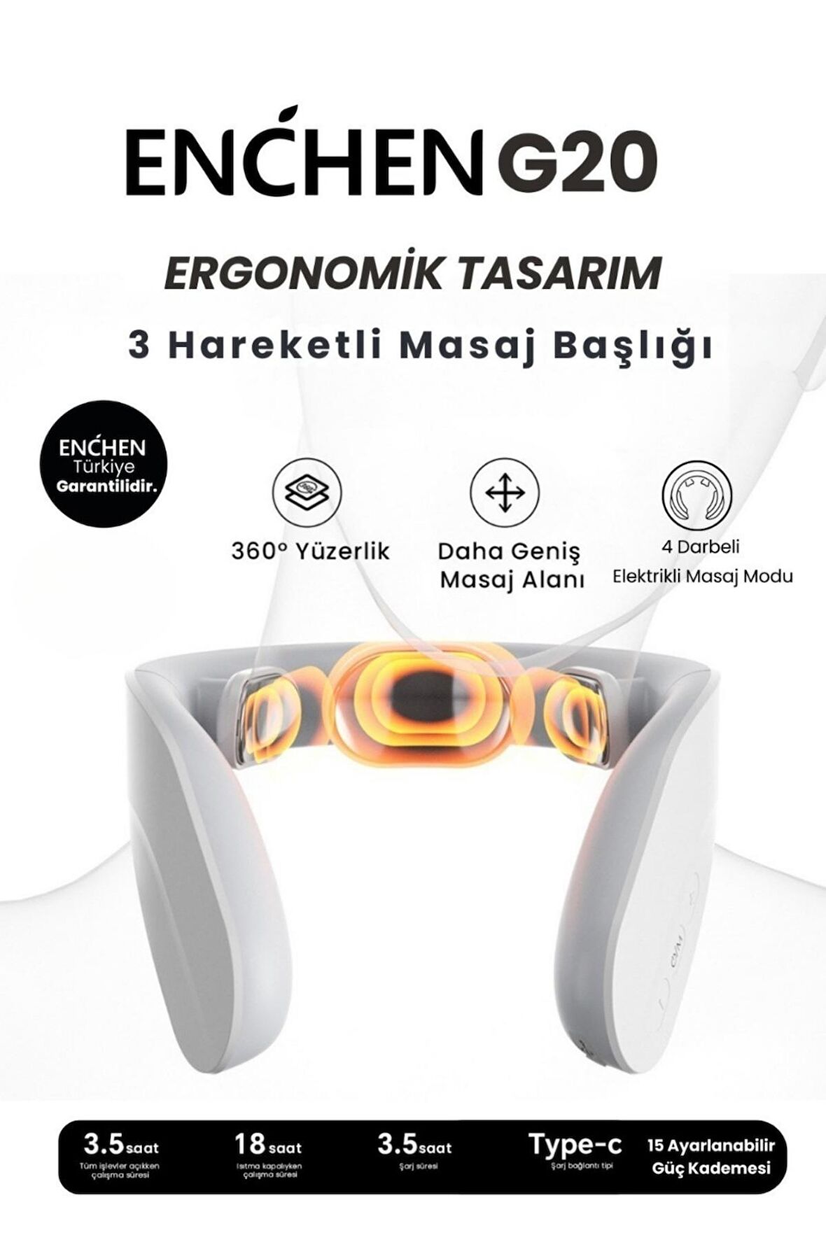 Enchen G20 Isı ve Elektrik Frekans Destekli 4 Modlu Kumandalı  Şarjlı Masaj Aleti