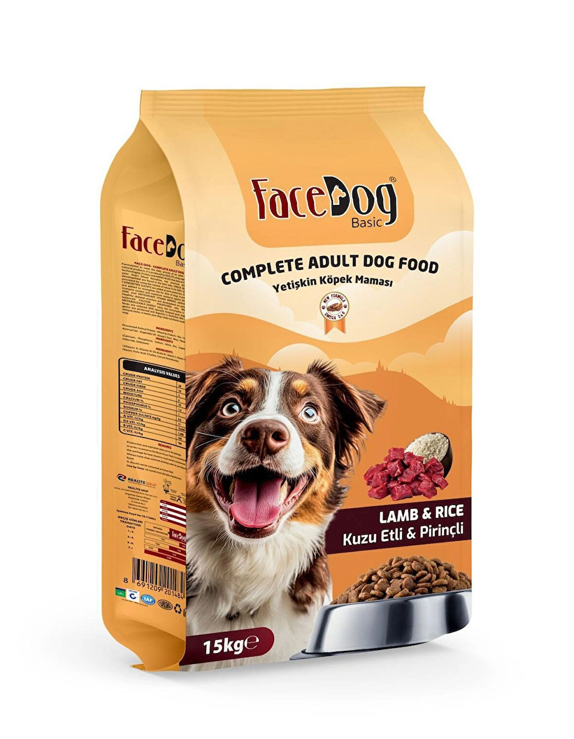 FaceDog  Kuzu Etli ve Pirinçli Yetişkin Köpek Maması 15 kg