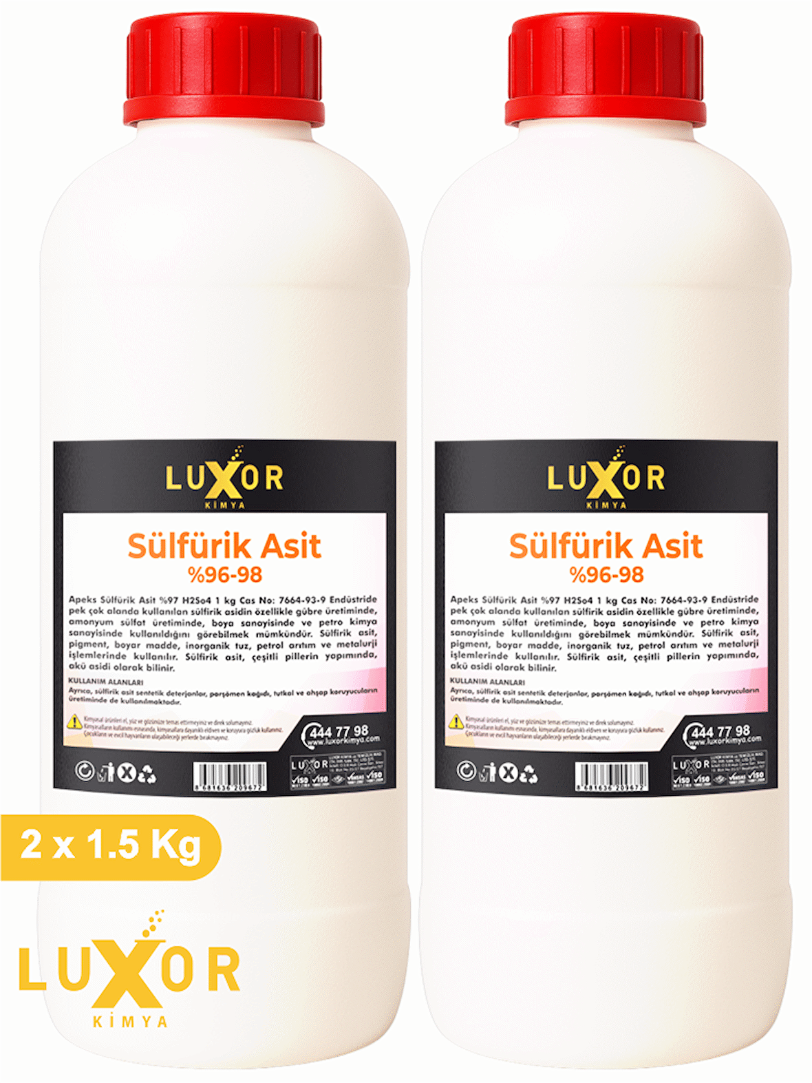 Luxor Kimya Sülfürik Asit 1.5 Kg %96-98 (2'li)