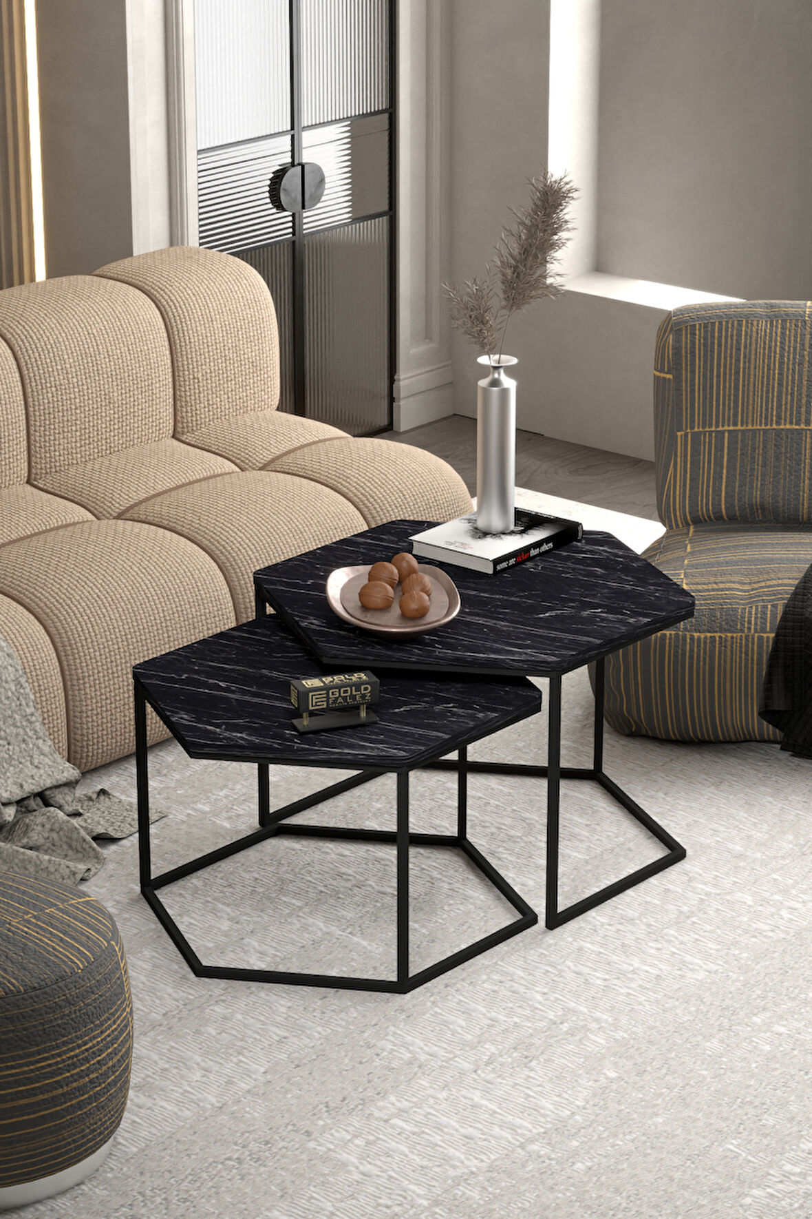 Orta Sehpa Altıgen İkili Lüx Bendir