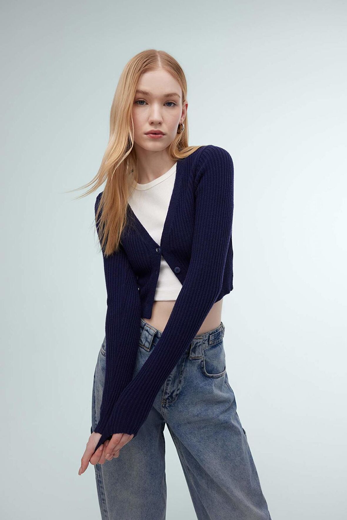 DeFacto Coool Regular Fit V Yaka Triko Hırka A2076AX24SPNV31