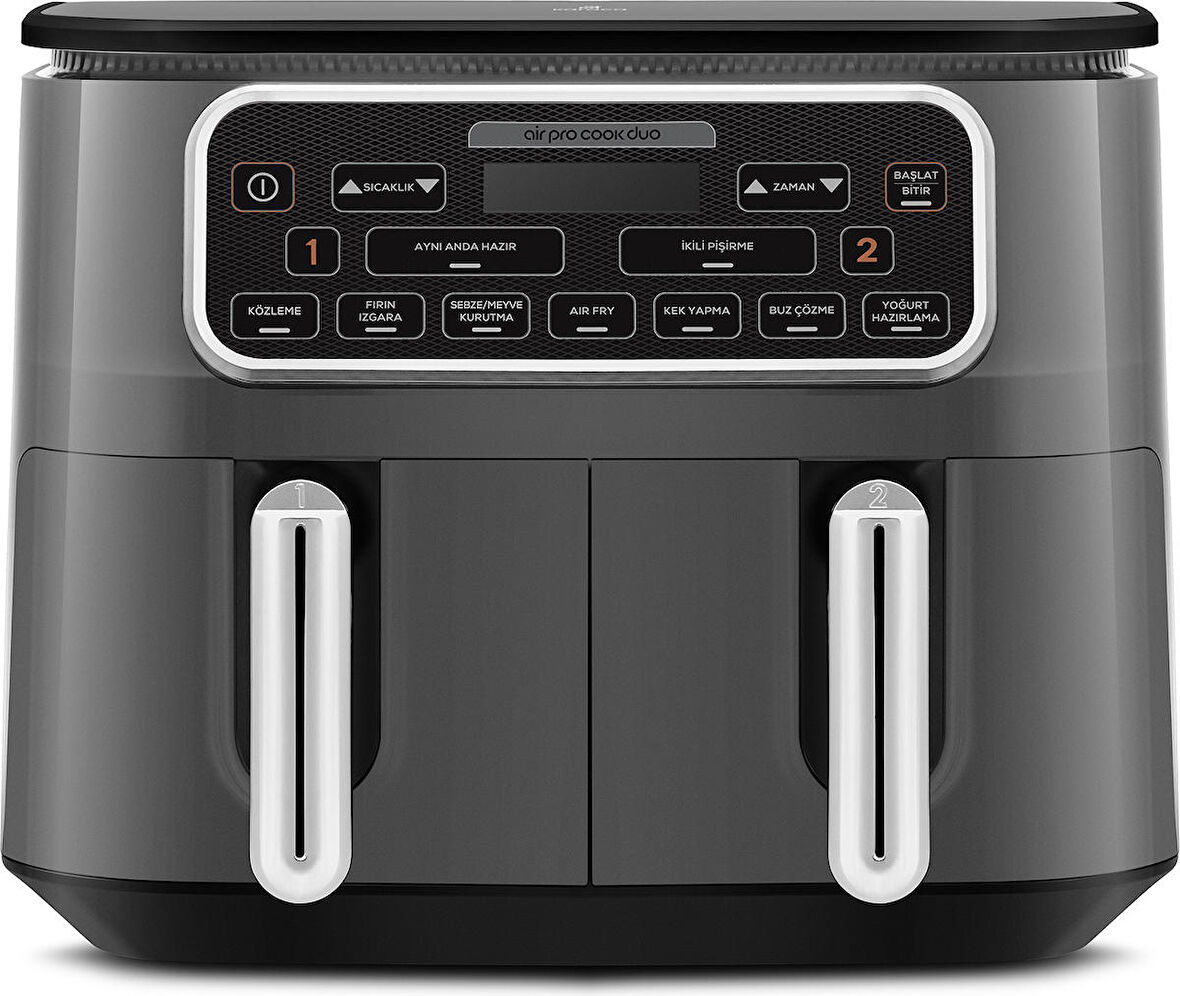 Karaca Air Pro Cook Duo Köz Xxxl 4+4 Litre Airfryer Space Gray 8 Kişilik