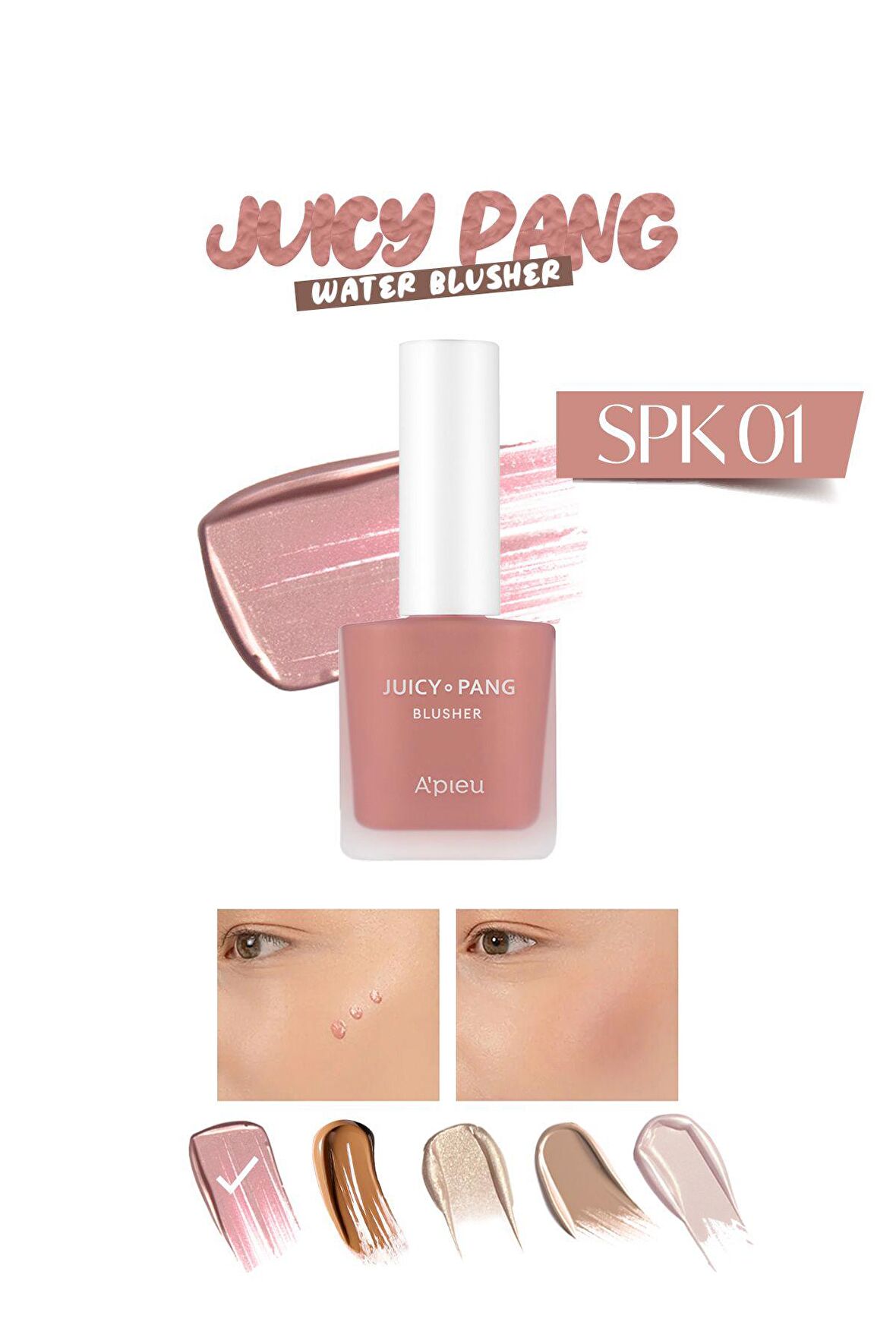 Işıltılı Gül Kurusu Likit Allık – Parlak Görünümlü Apieu Juicy Pang Blusher Rose Dust (SPK01)