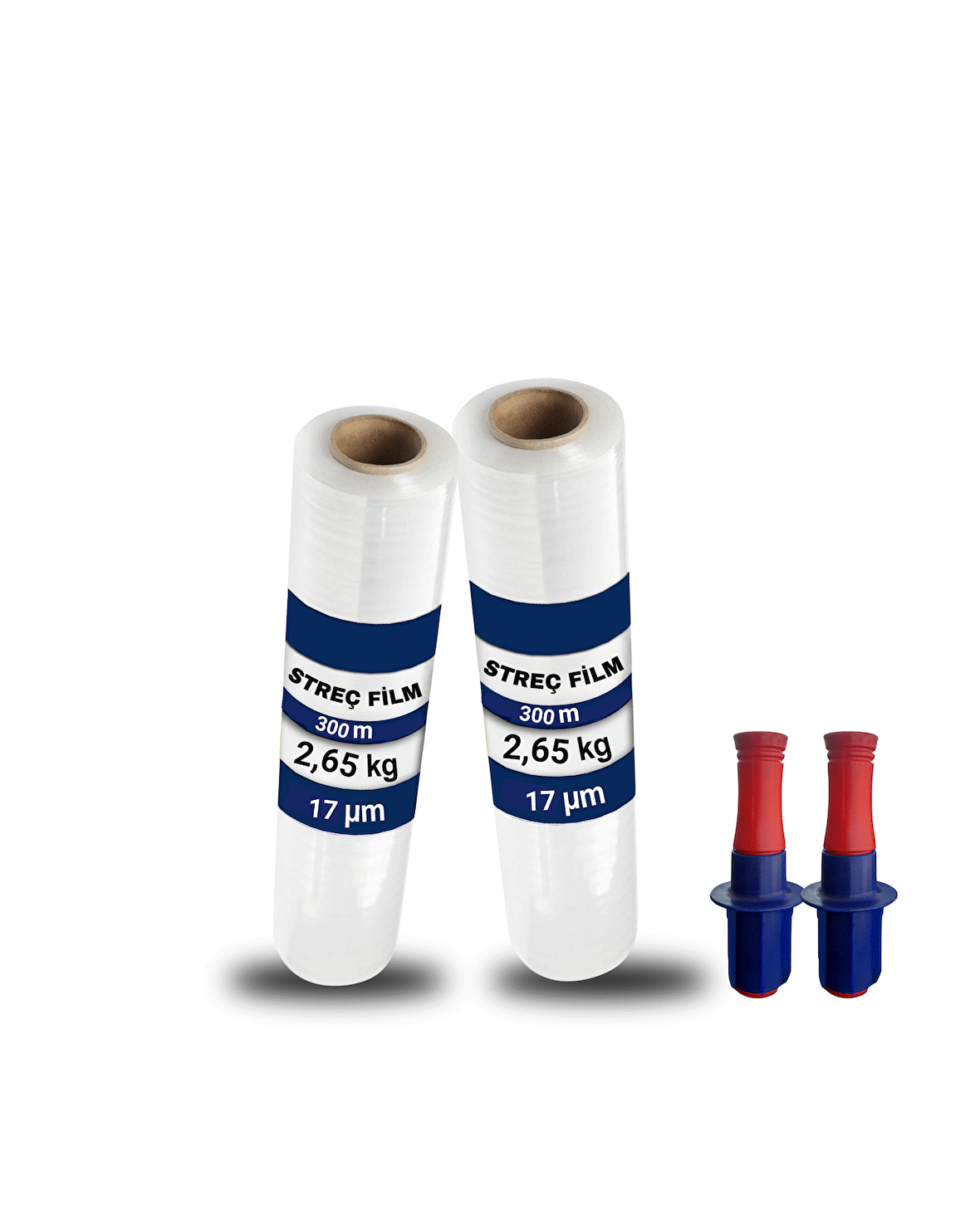 2 Adet Şeffaf El Tipi 17 Mikron 300 Metre Palet Streç Film El Aparatı Hediyeli