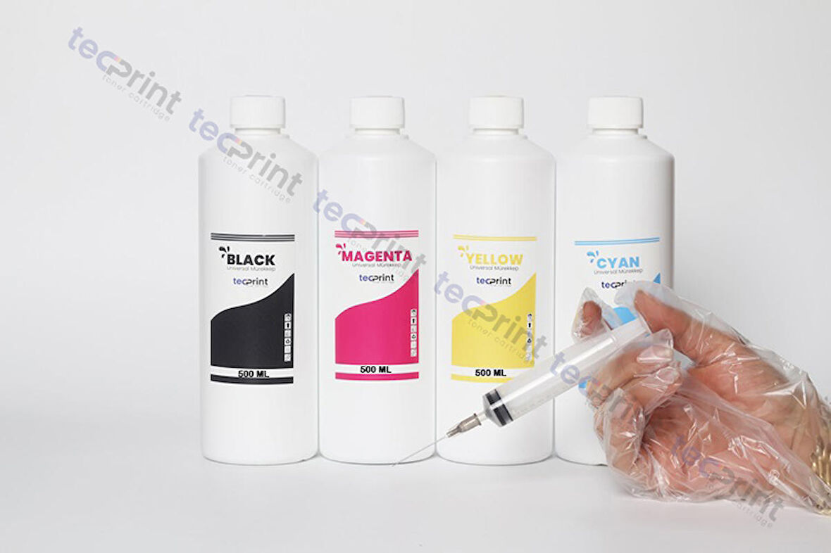 TECPRİNT Epson Uyumlu L3060  500 ML   Muadil Mürekkep Seti+Enjektör+Eldiven