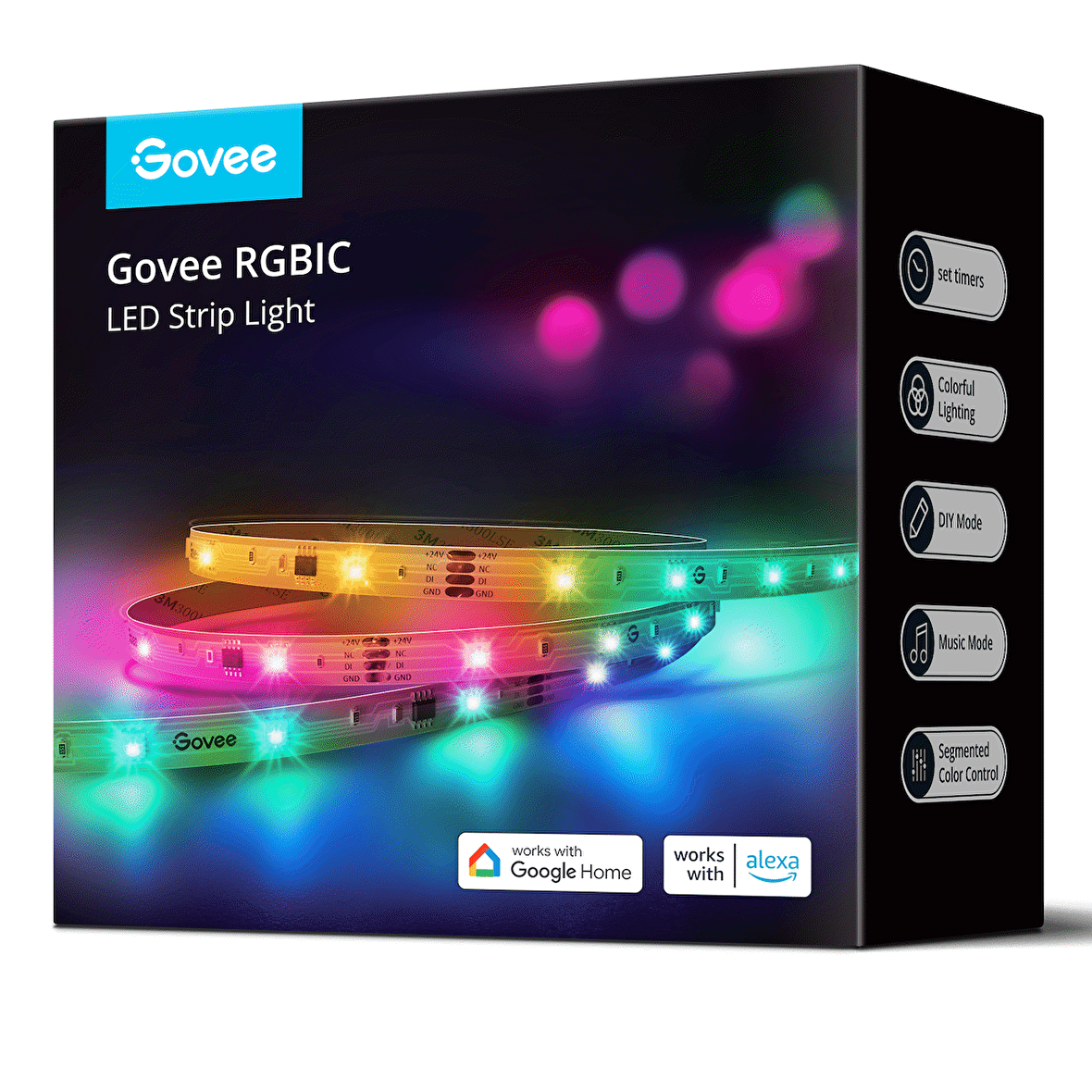 Govee RGBIC Basic LED Şerit, H618C3D1 WiFi+BT, Alexa, Google Asst. Destekli - 10 Metre