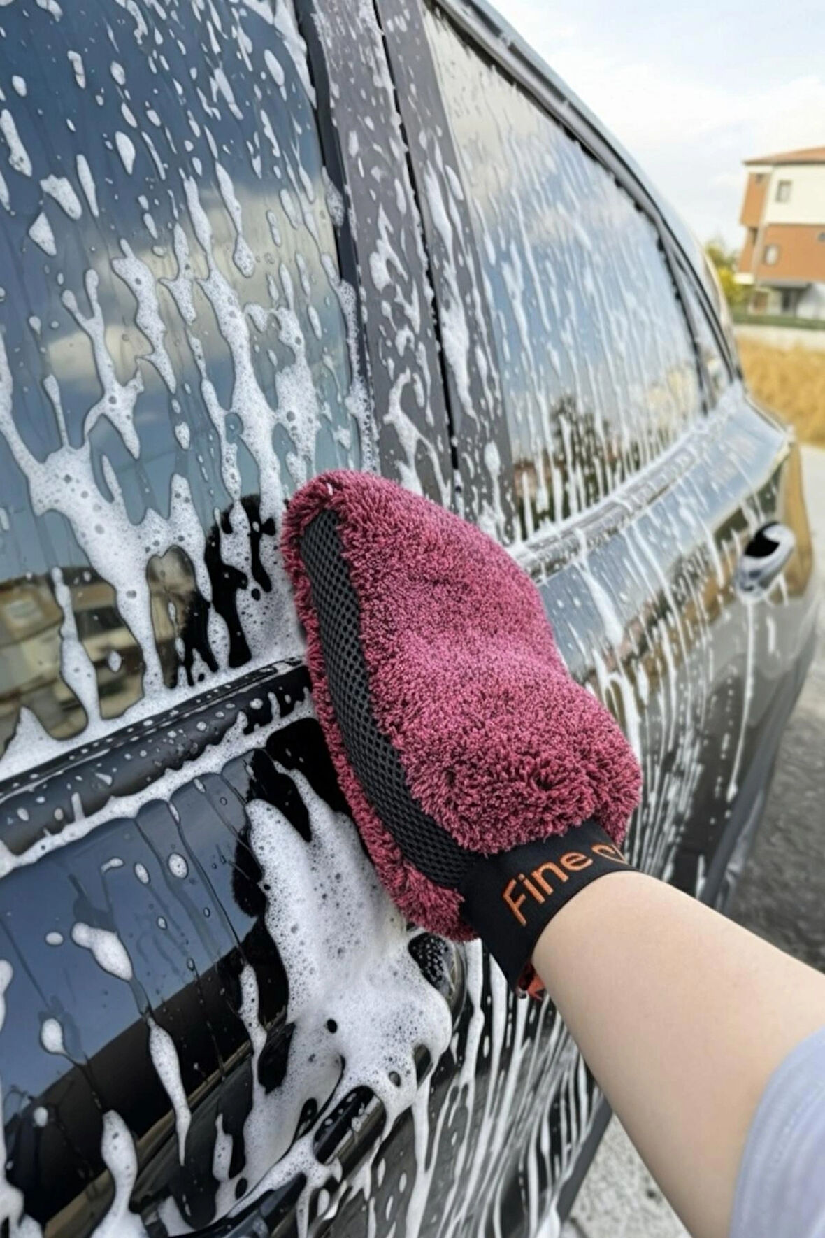 Yumuşak Dokunuş , Sünger Destekli Mikrofiber Oto Yıkama Eldiveni | Yoğun Köpürtme, Çiziksiz Temizlik