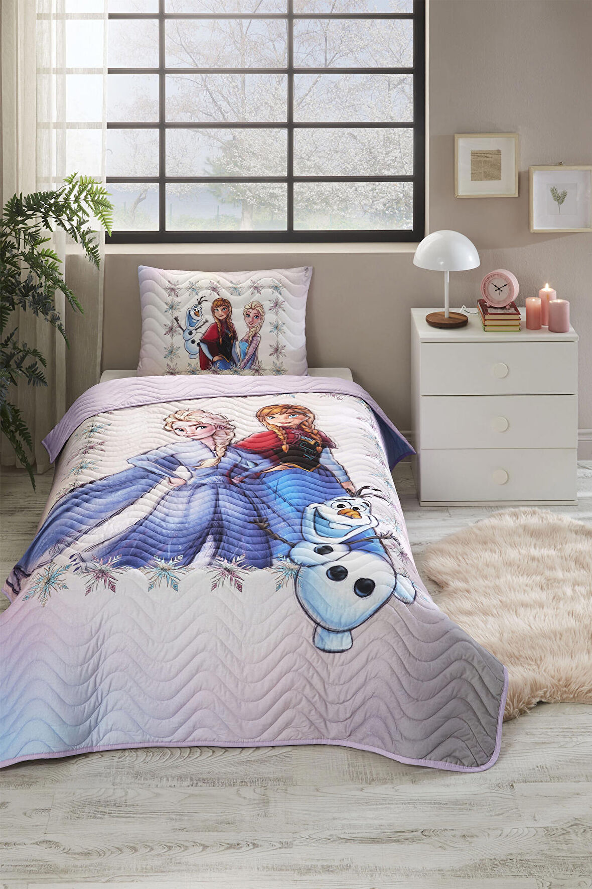 Özdilek Disney Ranforce Tek Kişilik Yatak Örtüsü Lila Frozen Frosted
