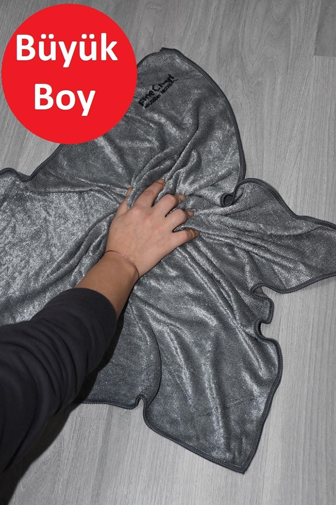 ( 1 Adet ) Gri Mikrofiber Parlak Büyük Boy Yer Fayans Laminant Duvar Bezi 50x70