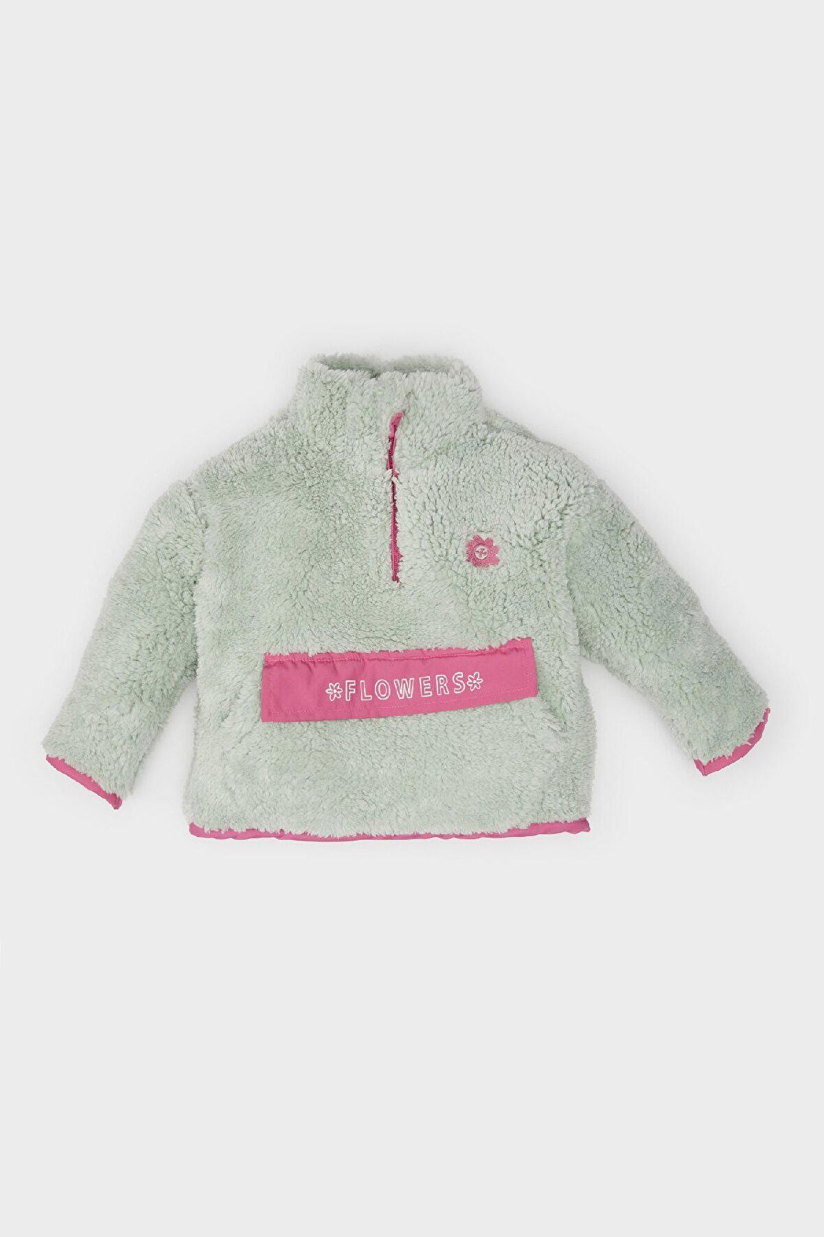 DeFacto Kız Bebek Dik Yaka Fermuarlı Welsoft Pelüş Sweatshirt D4993A524WNGN1123