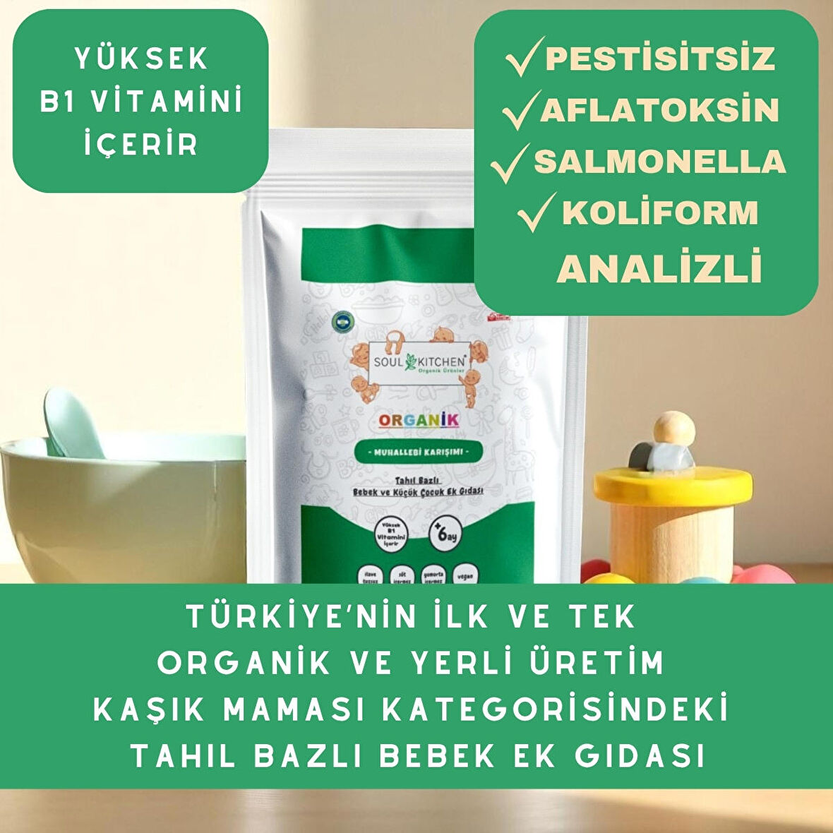 Organik Muhallebi Karışımı Tahıl Bazlı Bebek Ek Gıdası B1 VİTAMİNLİ 250gr