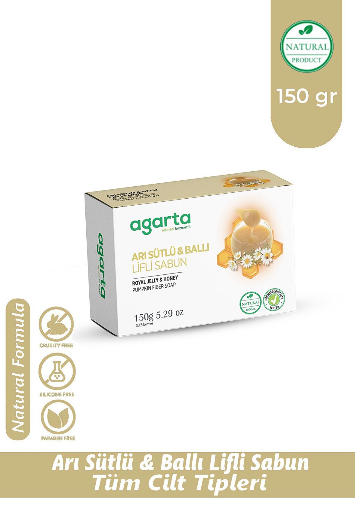 Agarta Doğal Arı Sütlü-Ballı-Lifli Sabun 150 gr