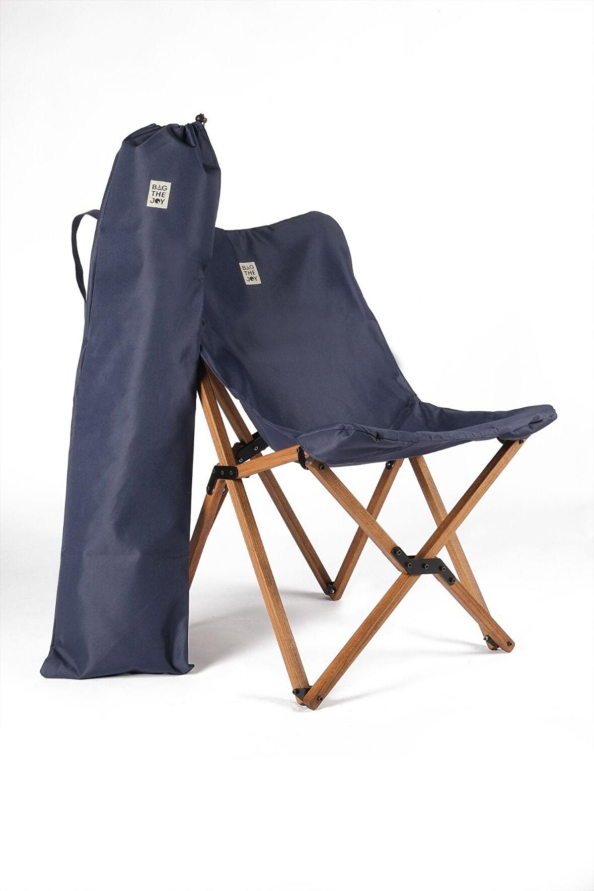 BAG THE JOY AHŞAP KATLANIR MASA SANDALYE SETİ – 70*70*55 cm KAHVERENGİ - LACİVERT