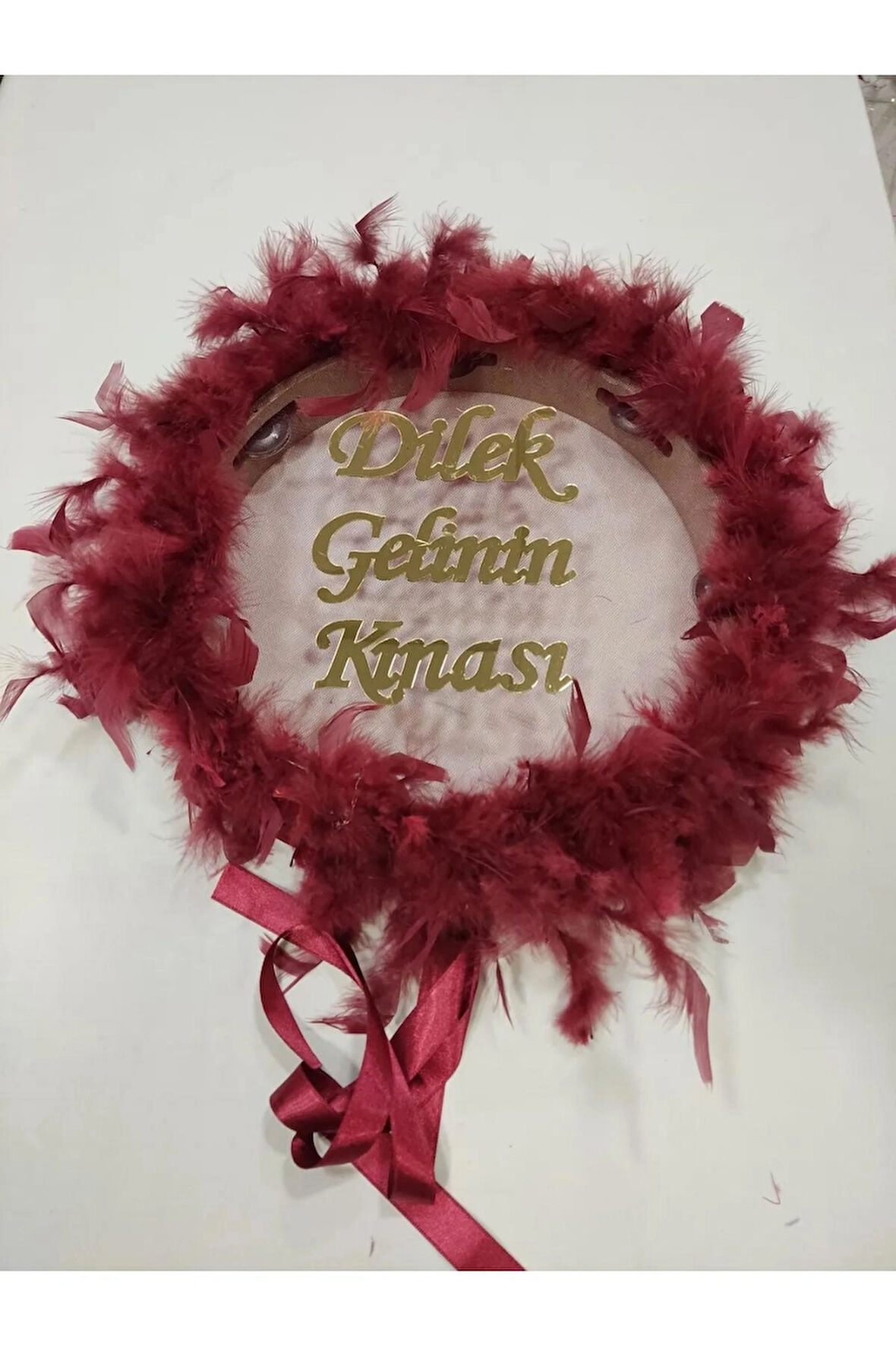 İsme Özel Otrişli Pleksi Süslü Deri Tef Kına Gecesi Gelin Tefi Vurmalı Çalgı Müzik Aleti
