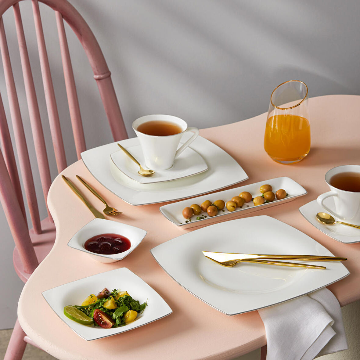 Karaca Fine Pearl Ragusa 26 Parça 6 Kişilik Inci Kahvaltı Takımı Platin