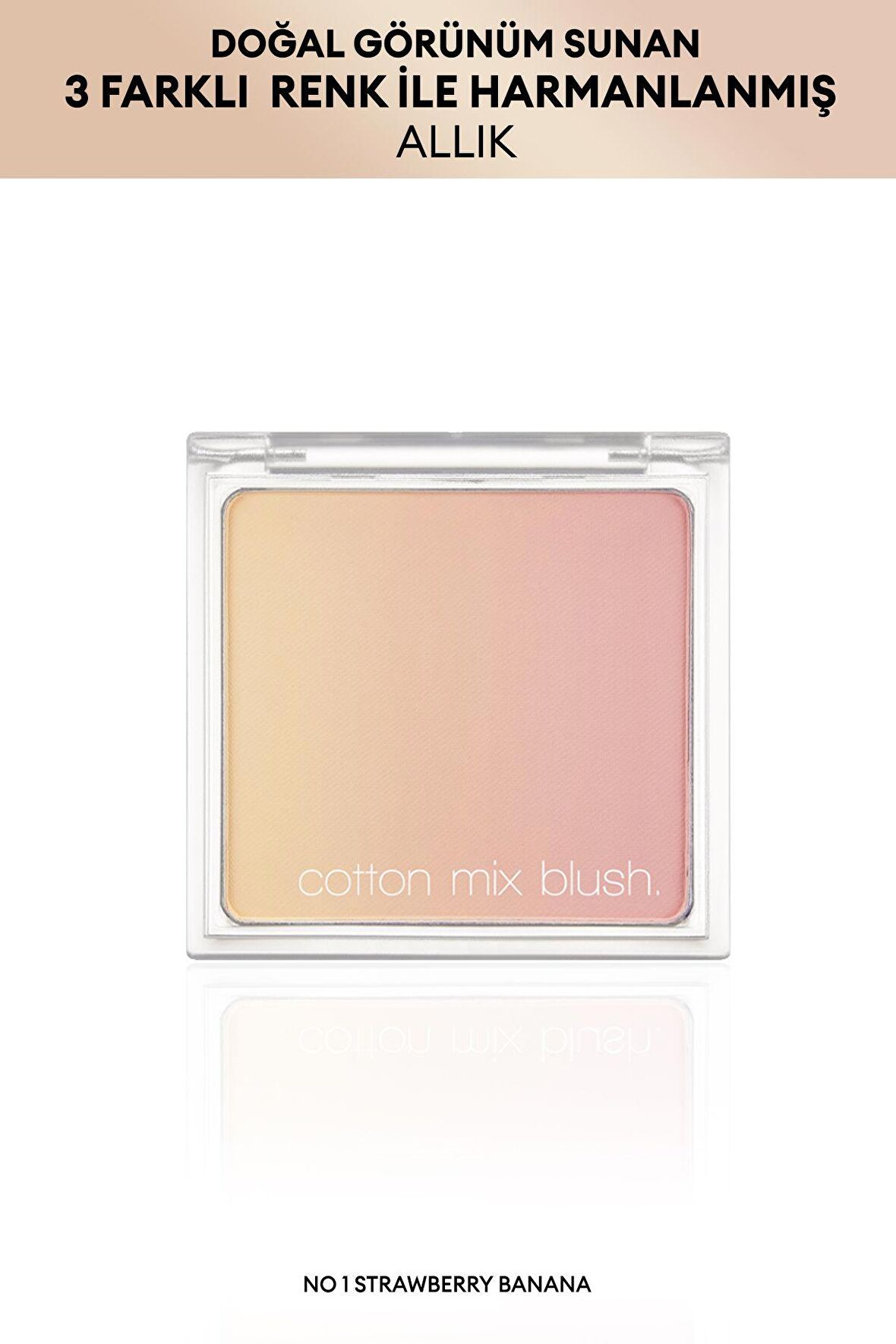 Doğal Görünümlü , 3 Farklı Tonlama Sağlayan, Uzun Süre Kalıcı Allık Cotton Mix Blush (No.1)