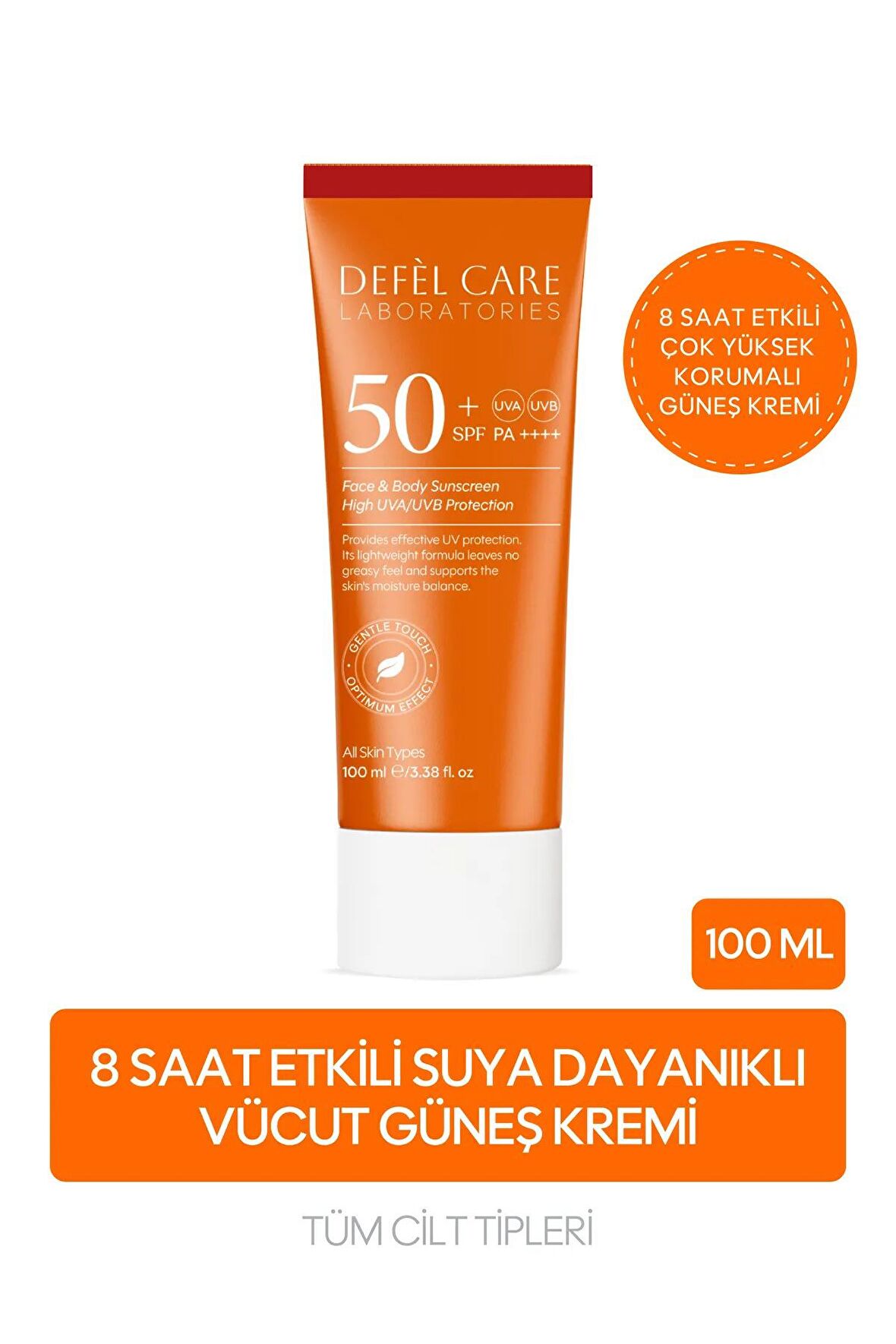 SPF 50 Vücut Güneş Kremi Yağ ve Beyaz Kalıntı Bırakmayan UVA/UVB Koruyucu Nemlendirici Krem (100 ml)