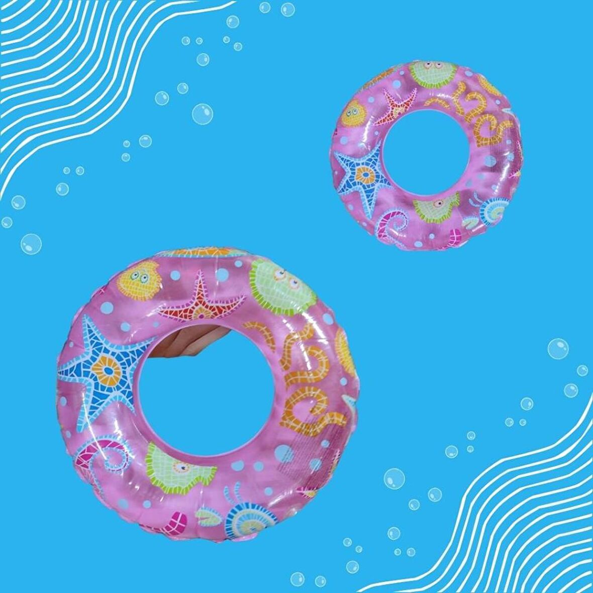 Pembe Bebek Deniz Ve Havuz Simidi 45 Cm Yeni Yüzme Öğrenenler Için 0-3 Yaş